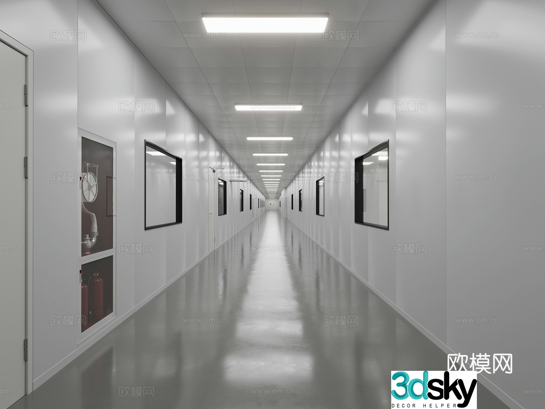 Modern factory workshop corridor 3D model