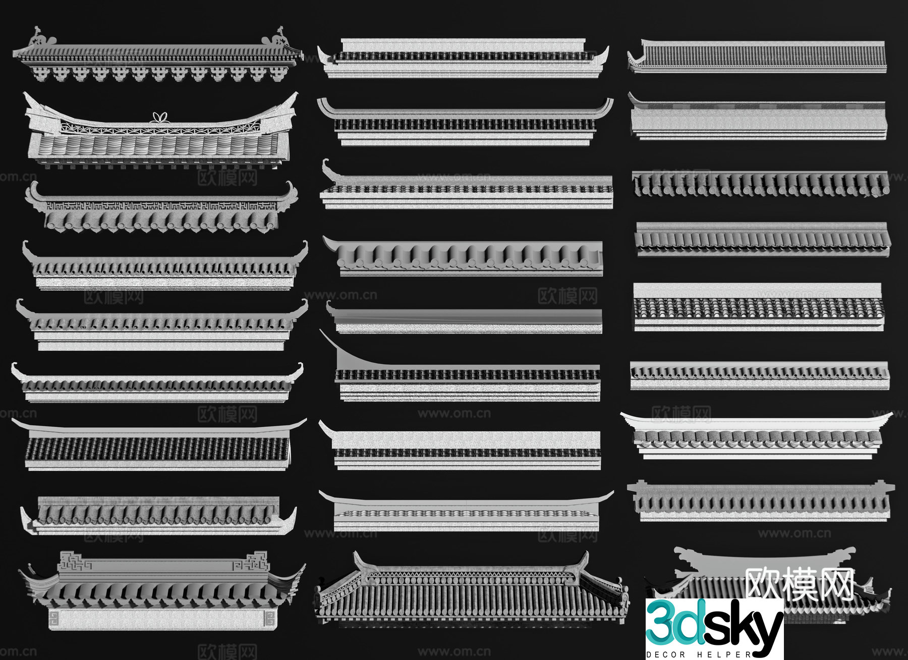 Chinese-style eaves eaves flying eaves ancient building eaves ridges 3D model