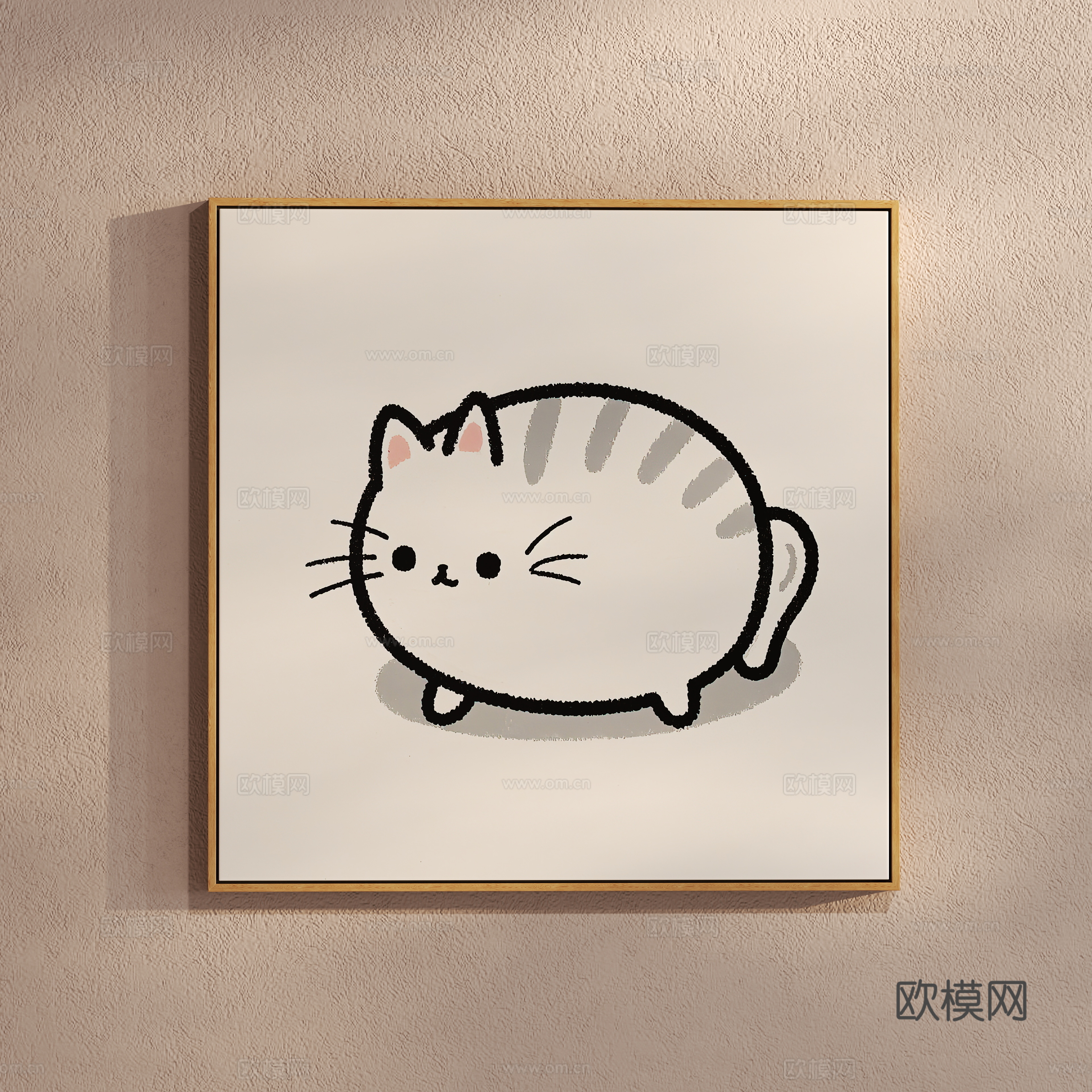 Creamy style simple cat painting children’s hanging painting 3d model