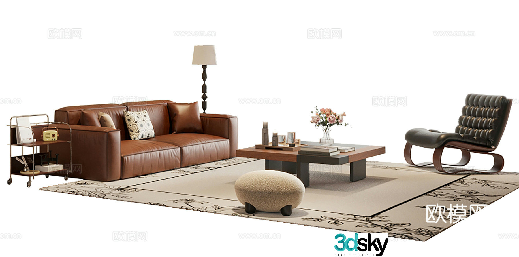 French combination sofa medieval sofa 3d model