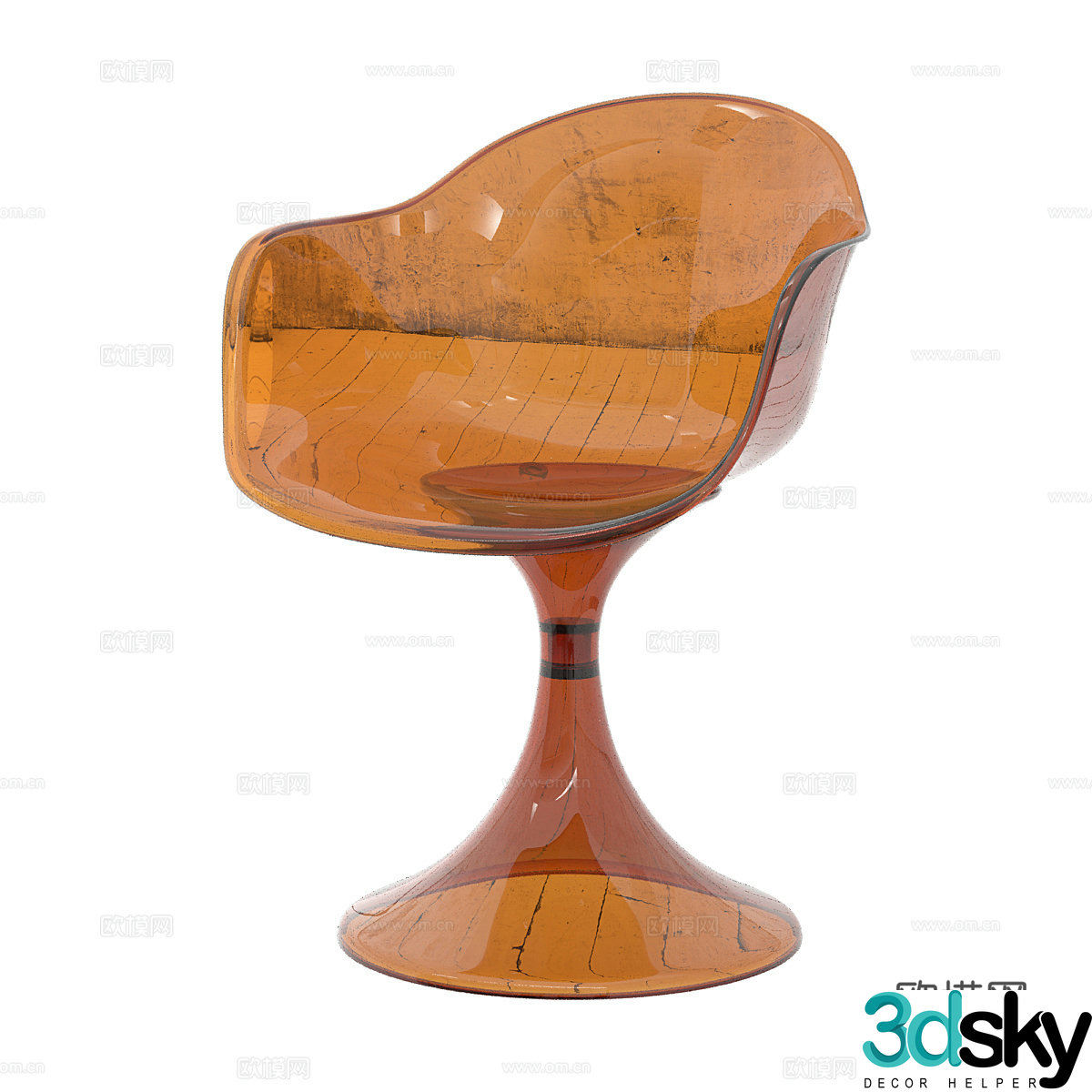 Modern minimalist chair acrylic chair champagne chair 3d model