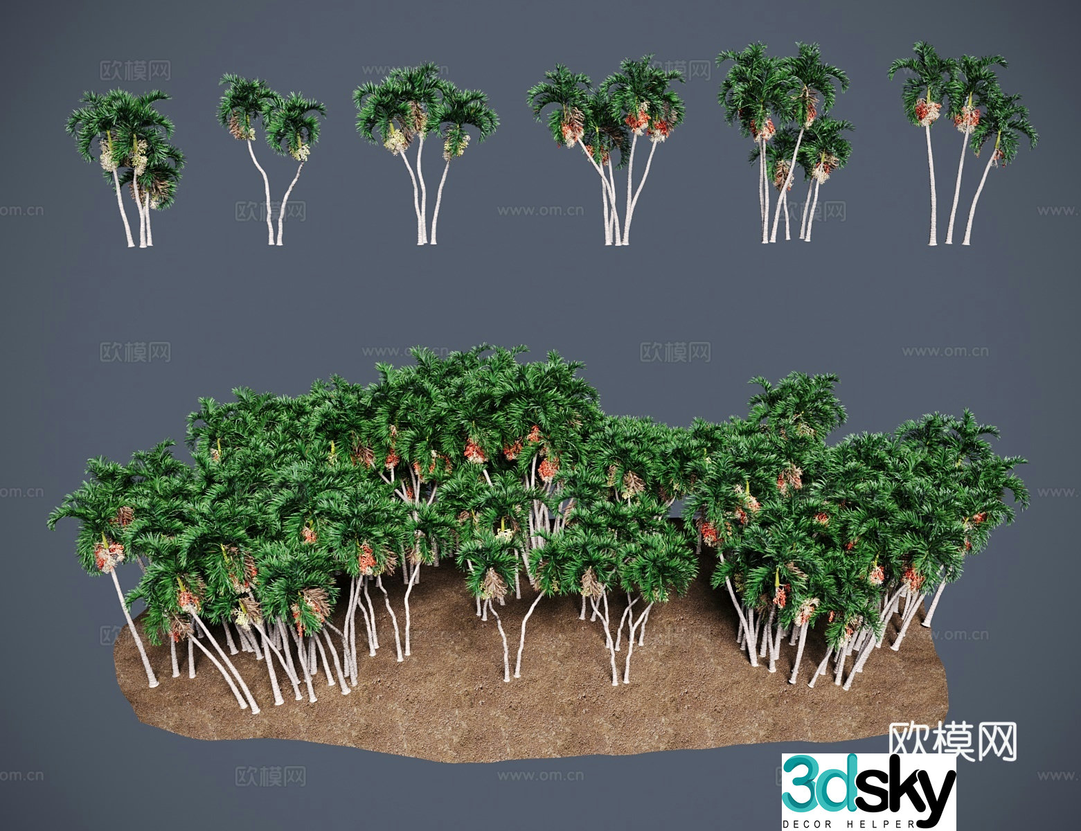 Modern landscape tree Christmas coconut oasis palm 3d model