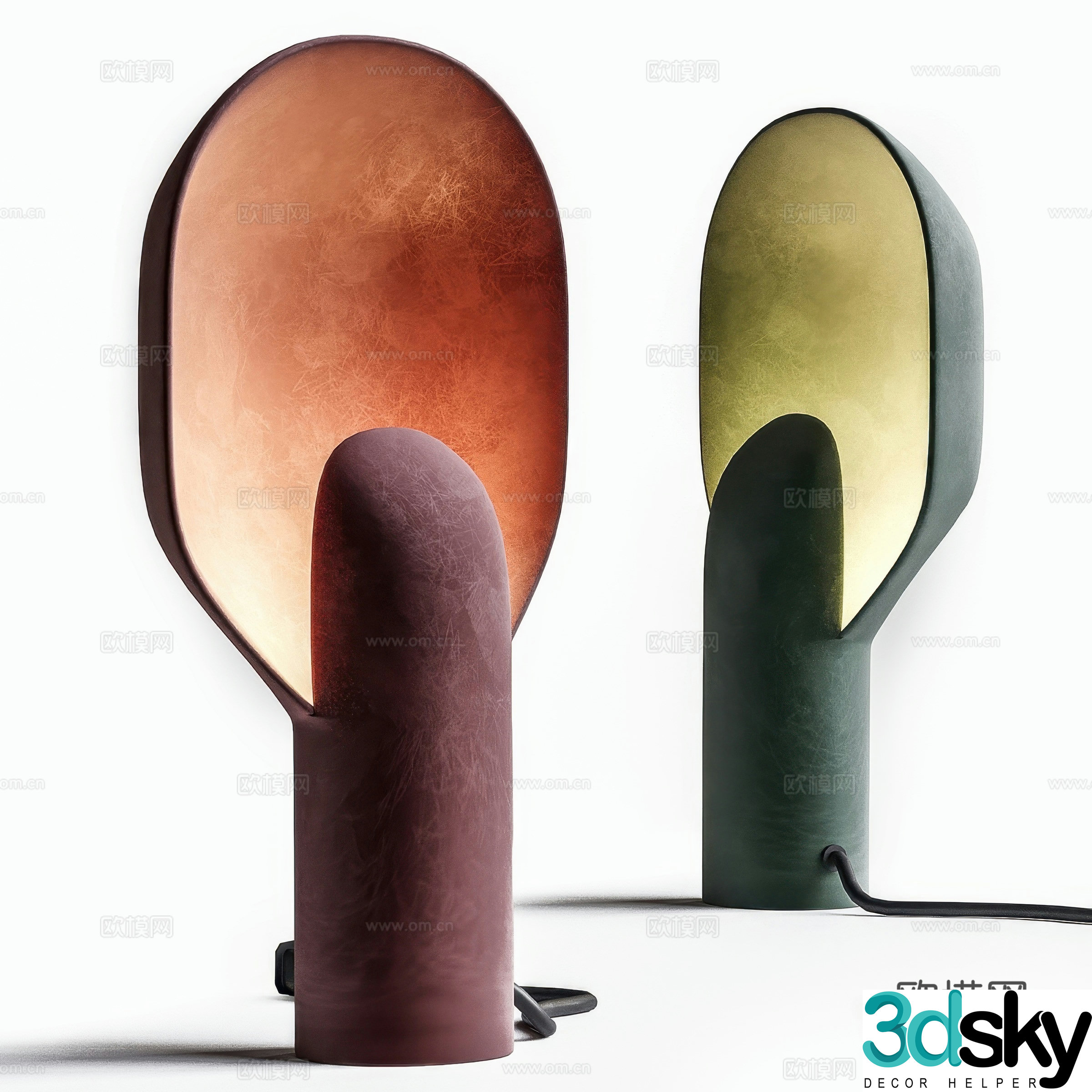 New Chinese velvet table lamp 3D model