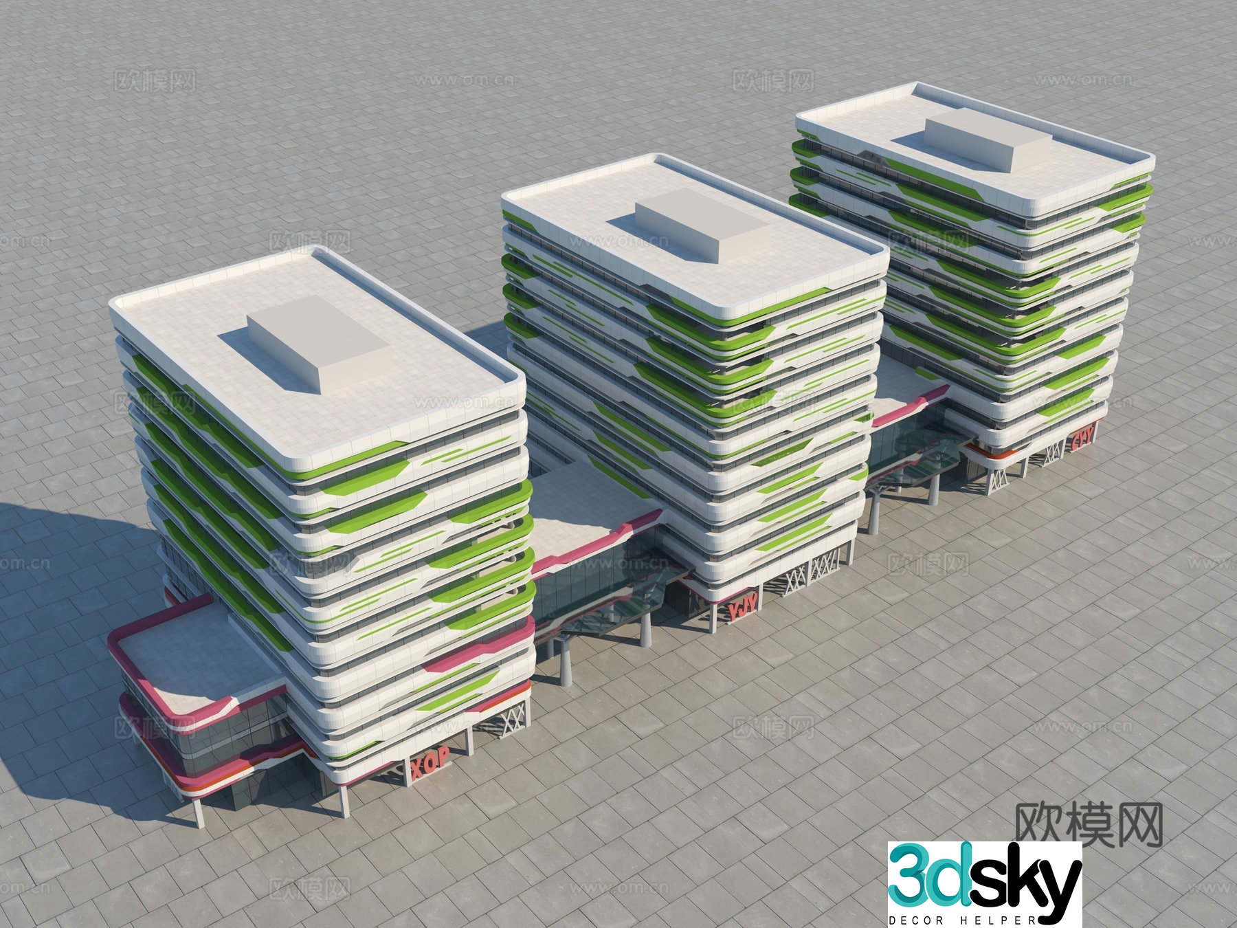 Modern factory building industrial park science and technology park single building 3D model