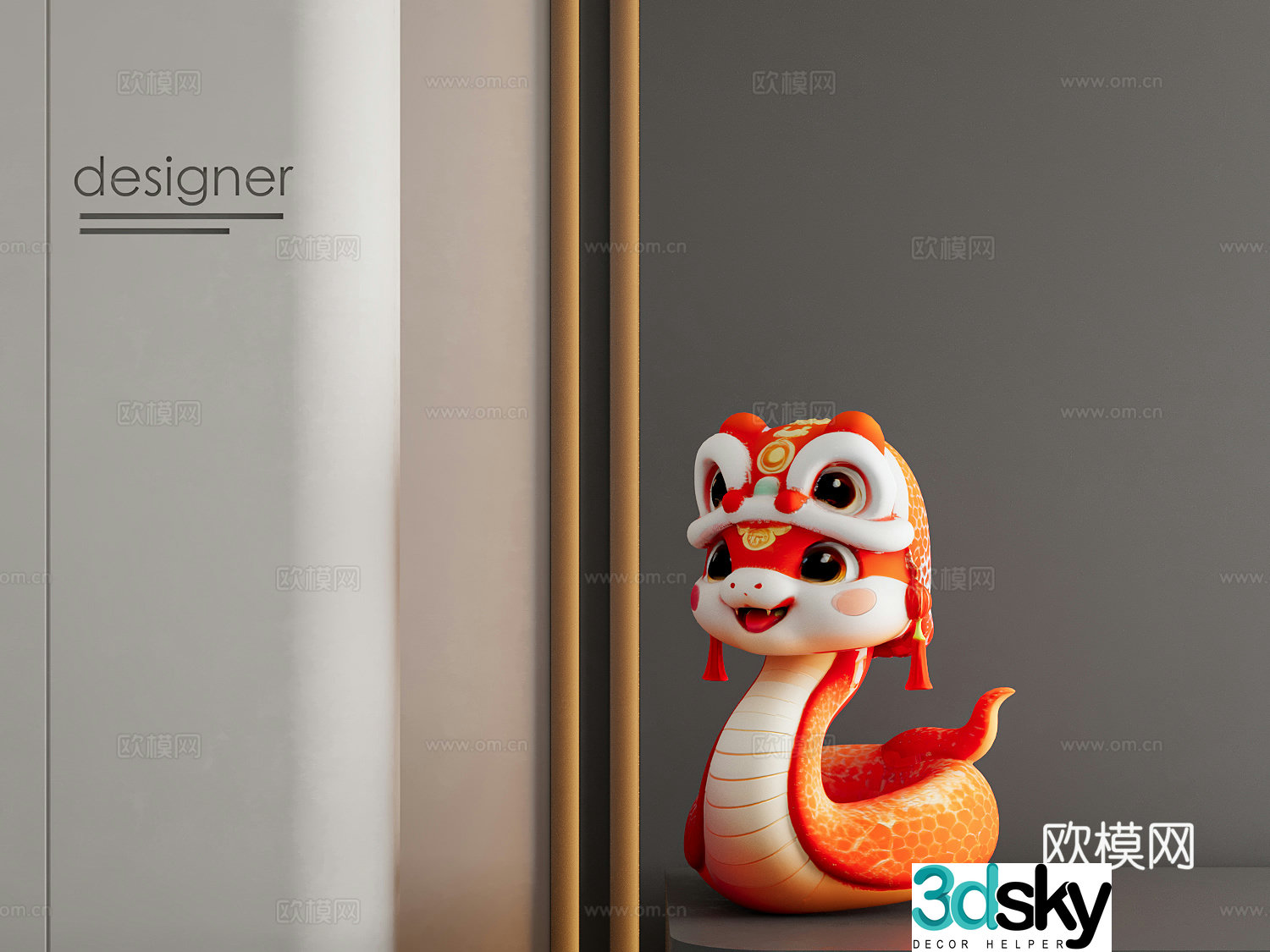 Year of the Snake Doll Cartoon Snake Mascot Figure 3D Model