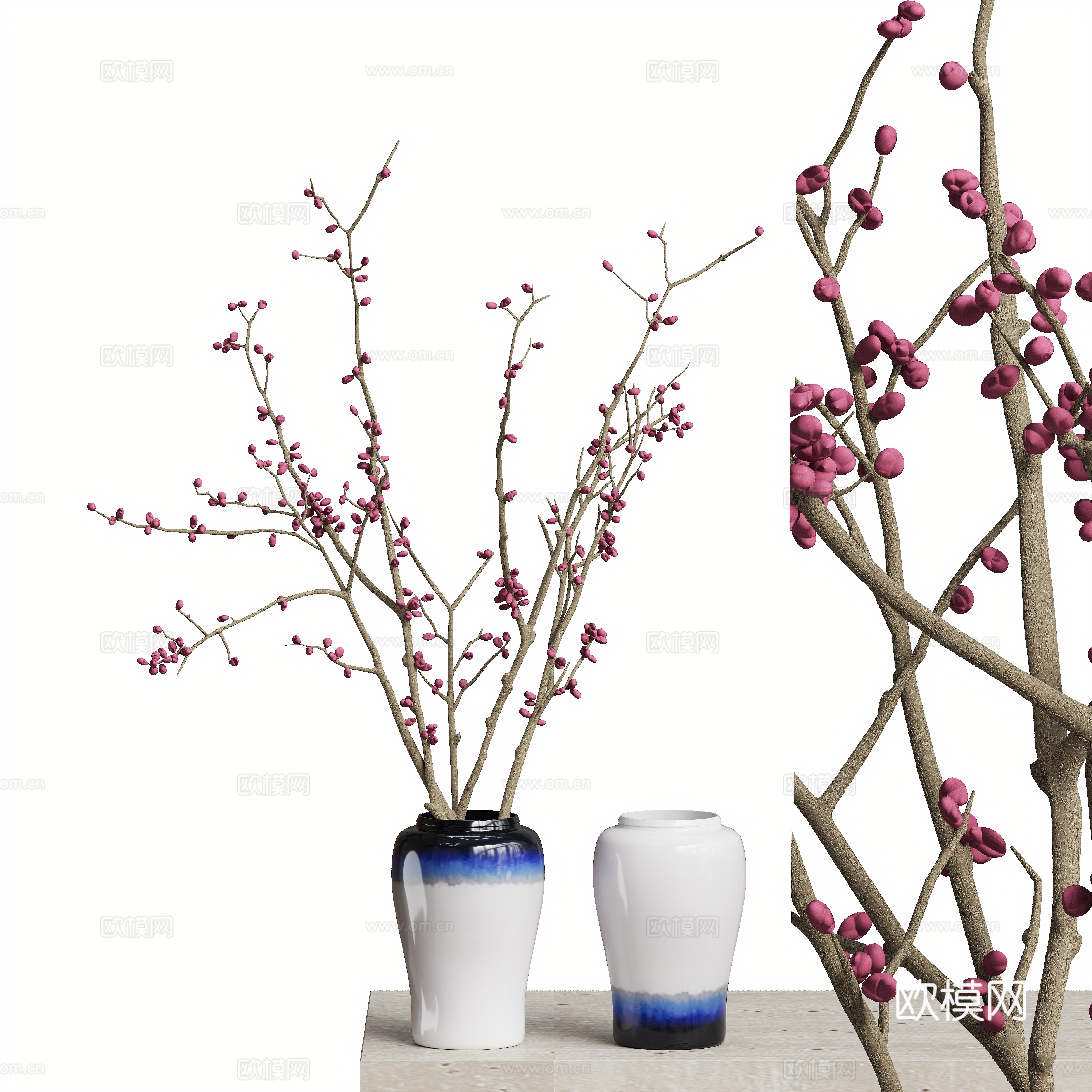 Modern vase flowers plant ornaments 3d model