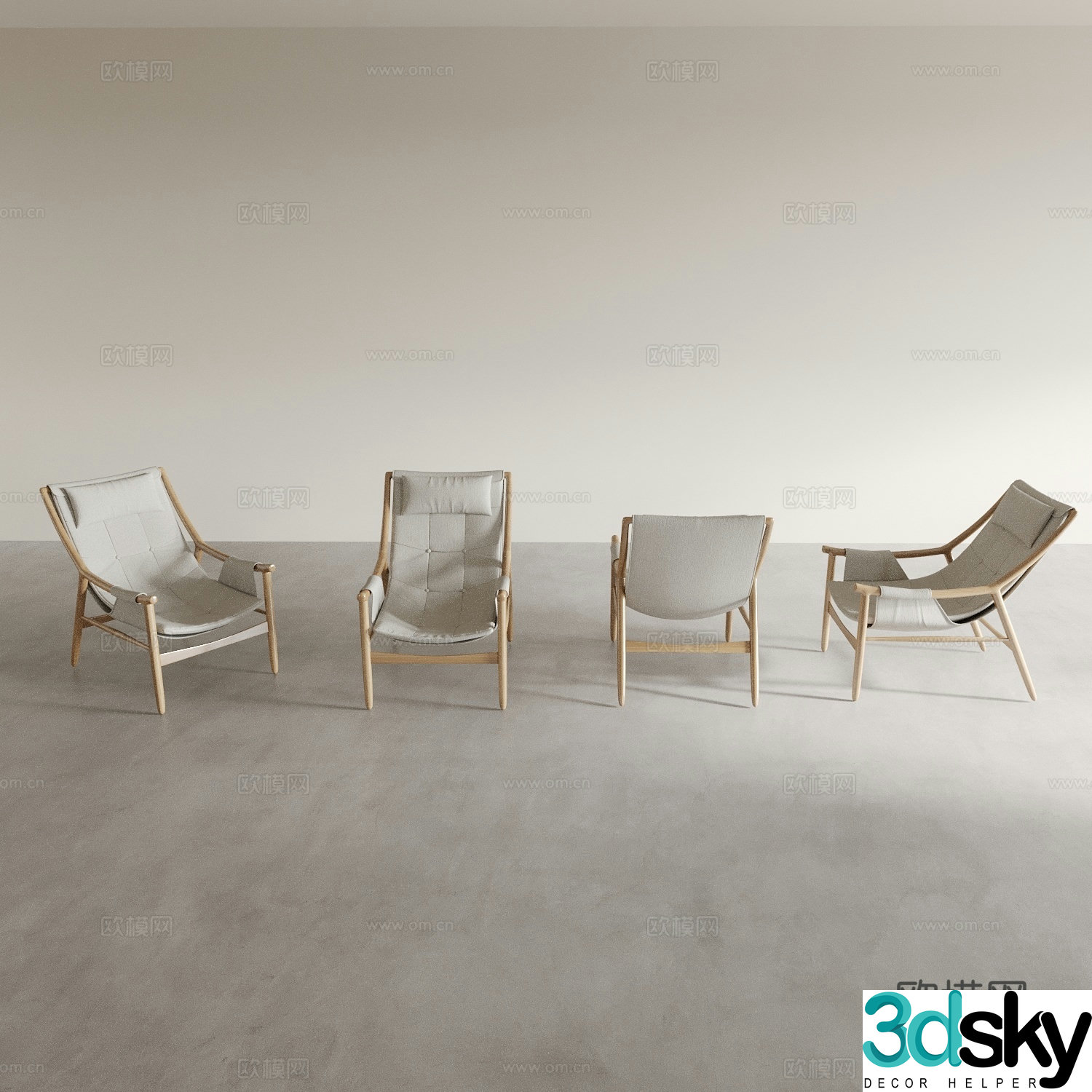 Log style dining chair tea chair lounge chair back chair 3d model