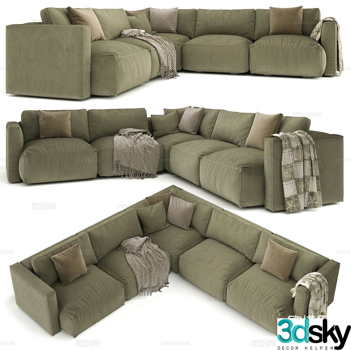 Modern fabric corner sofa 3d model