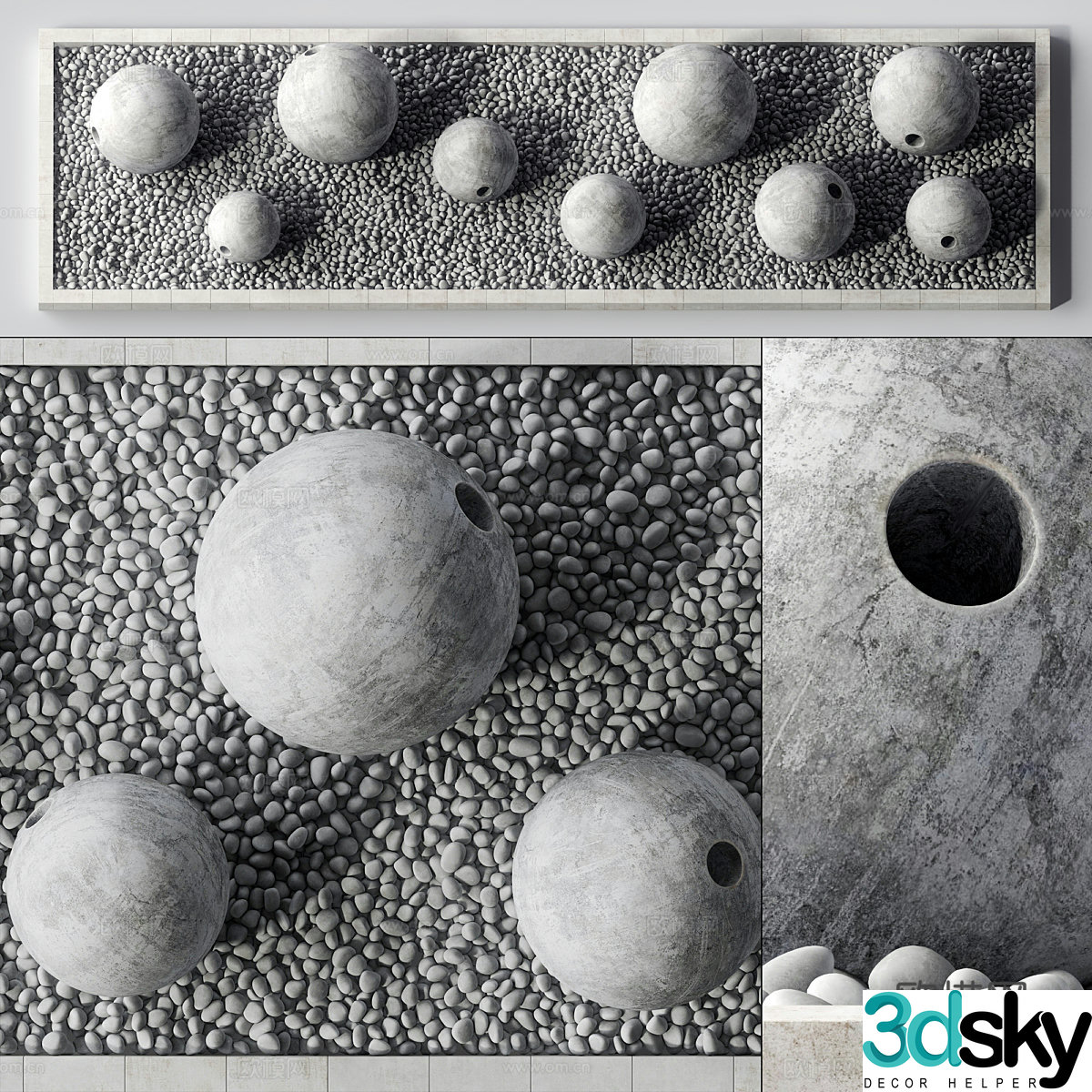 New Chinese style courtyard cobblestone landscape stone 3d model