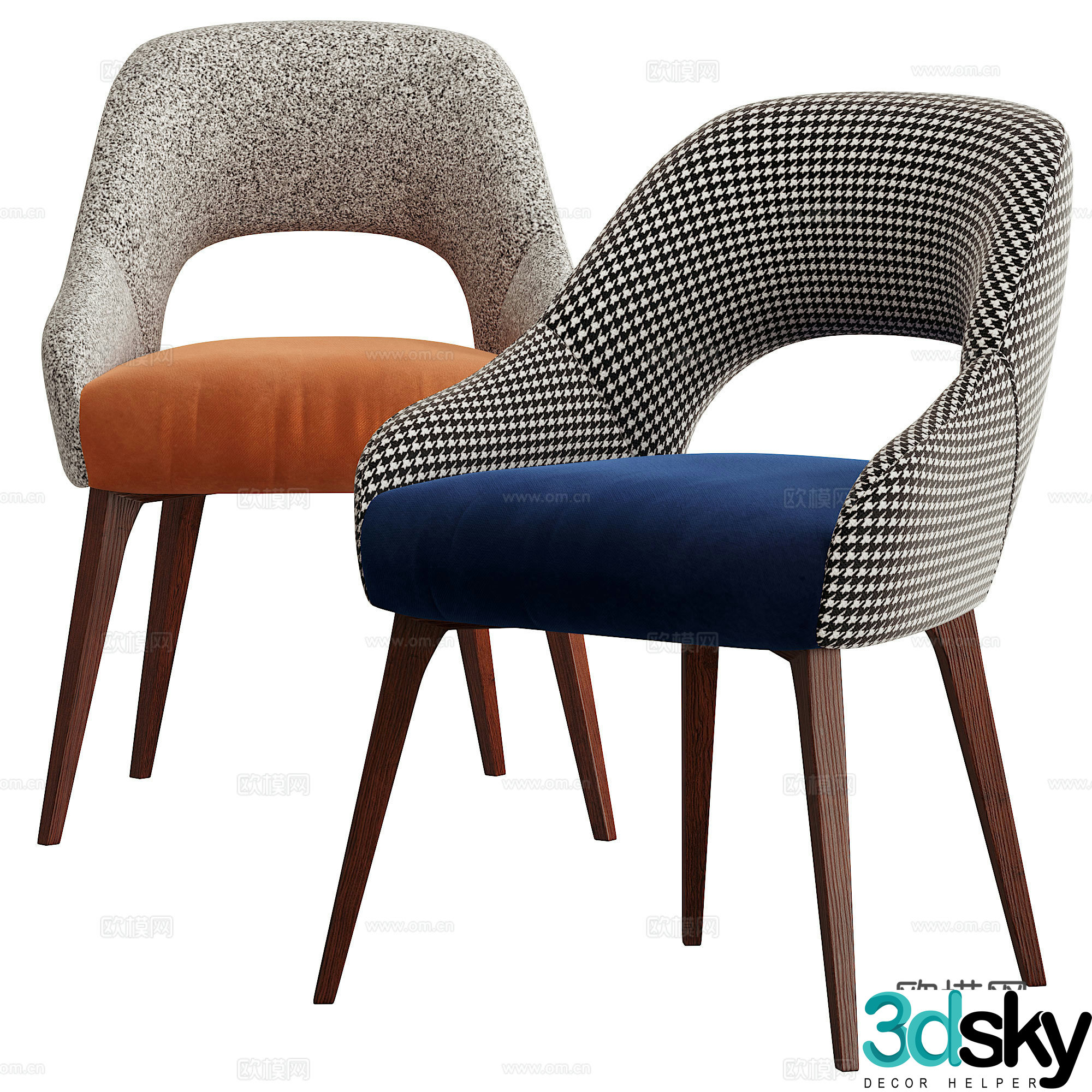 New Chinese single chair dining chair chair chair 3D model
