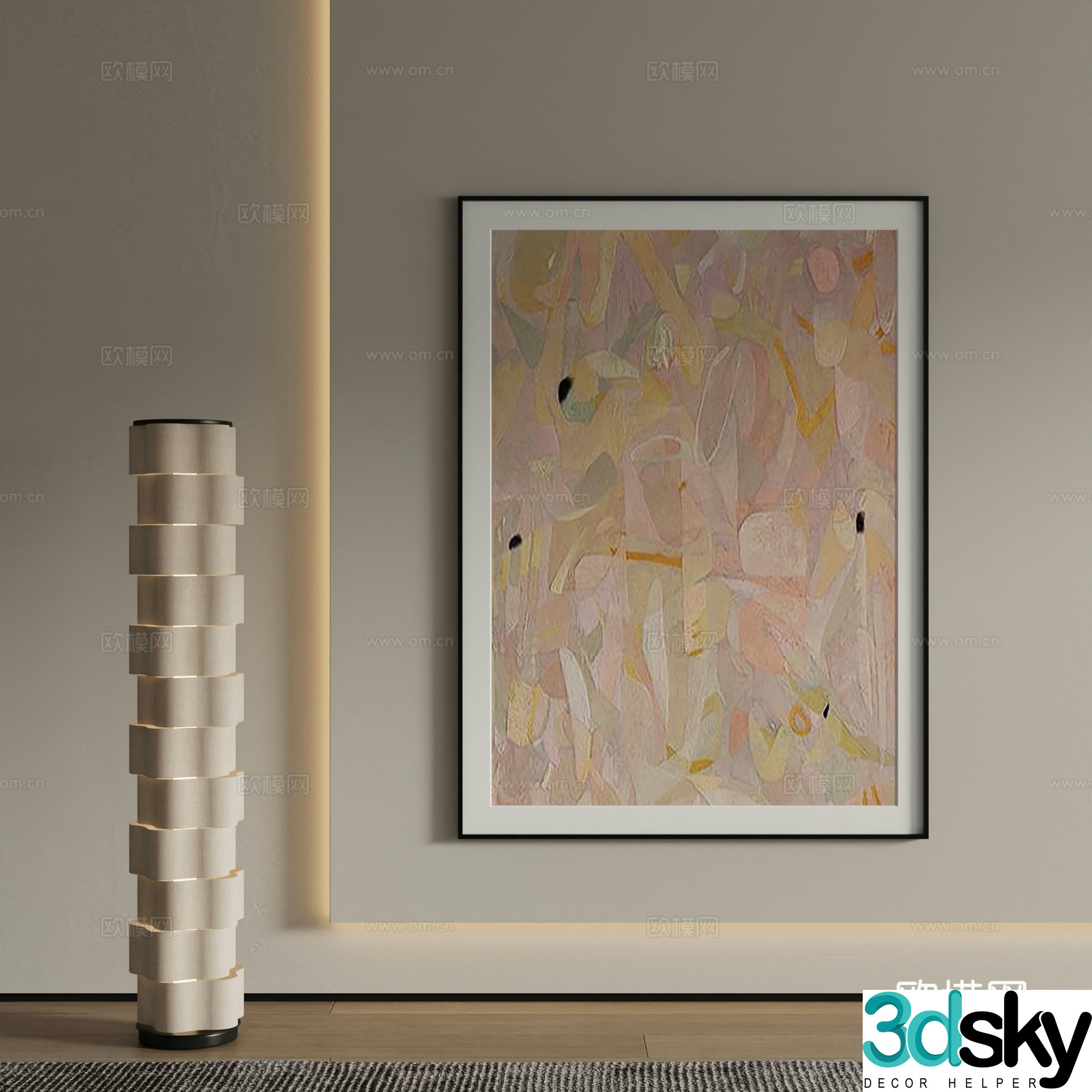 Modern decorative painting texture painting oil painting 3d model
