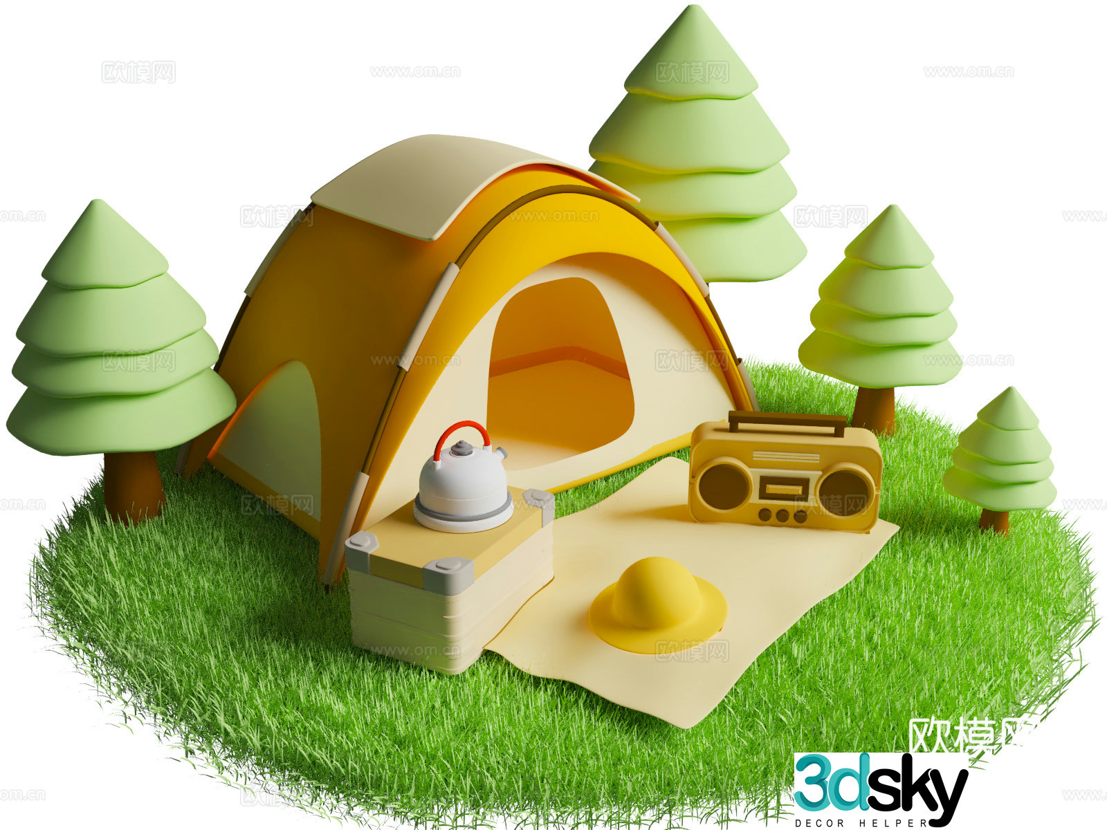 cartoon toys cartoon tent cartoon picnic cartoon outdoor camping 3d model