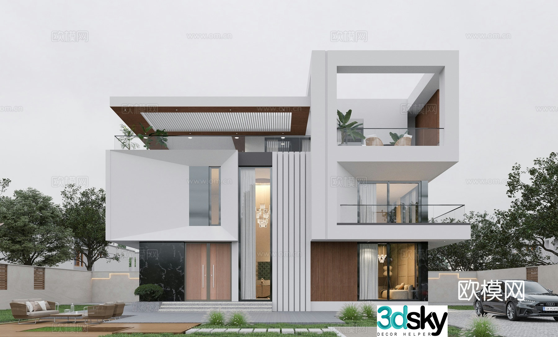Modern single -family villa Appearance 2 -story villa 3D model