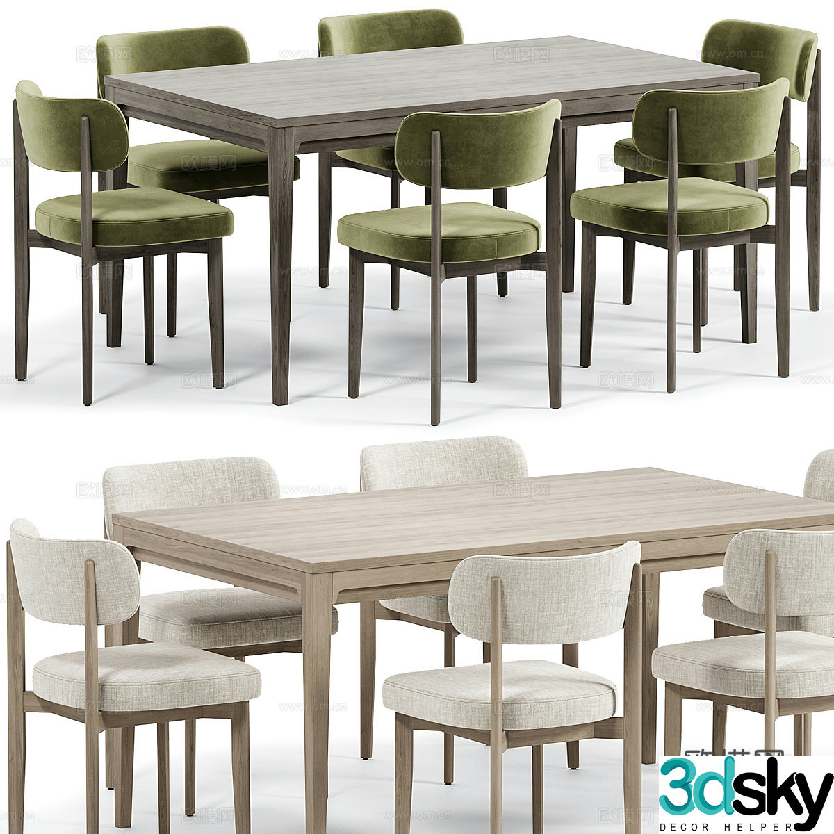 New Chinese dining table and chair 3D model