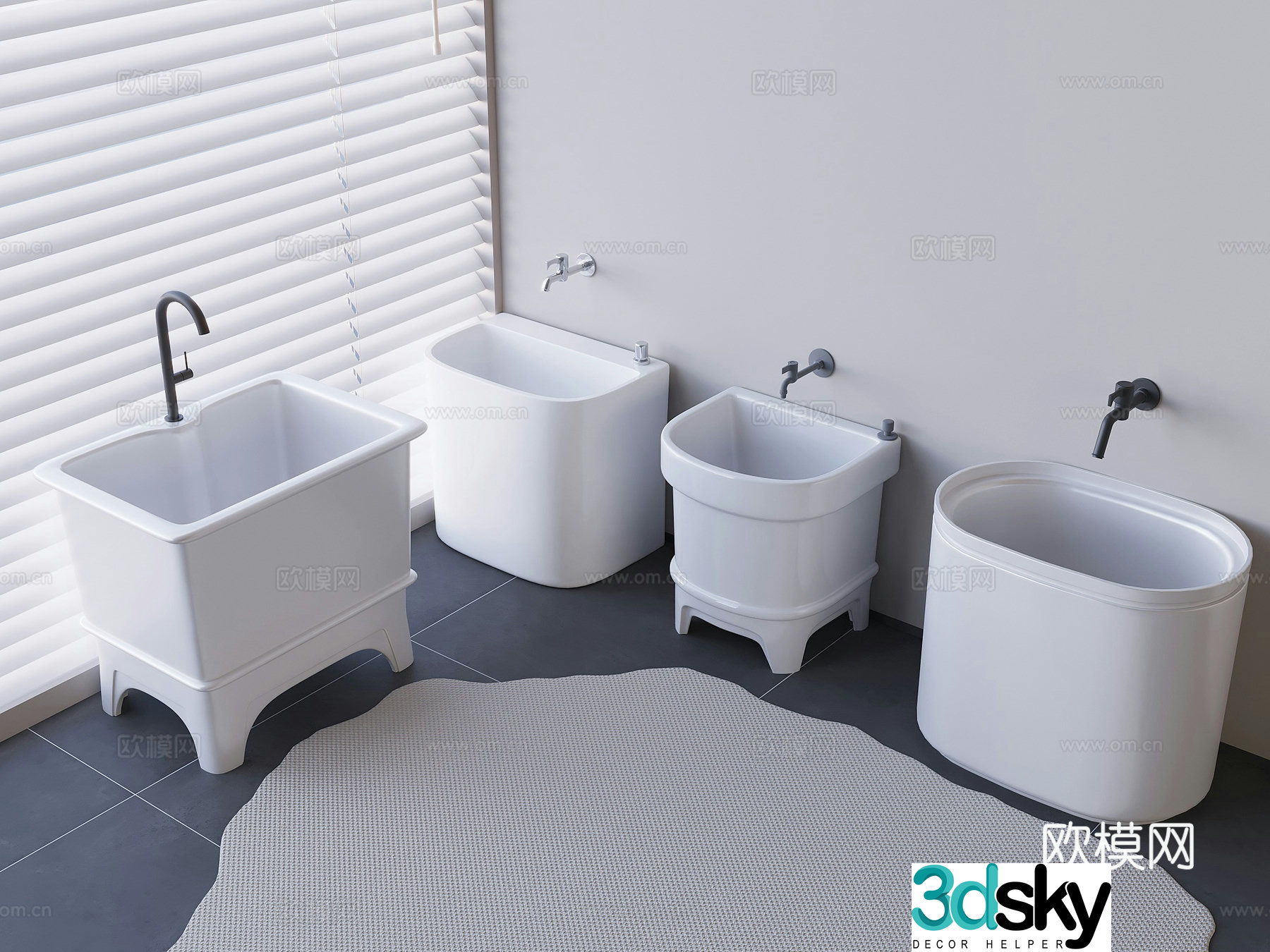 Mop pool mop pile faucet 3d model