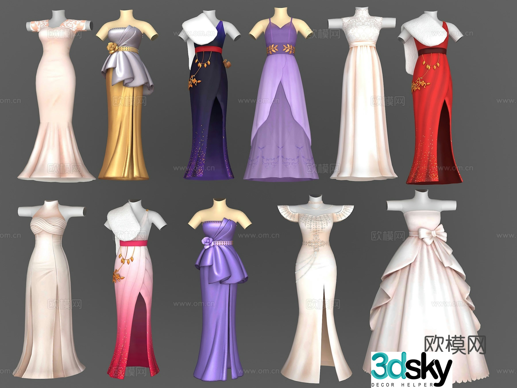 Evening dresses women’s clothing skirts slim skirts cartoon clothes bridal skirts dress 3d model