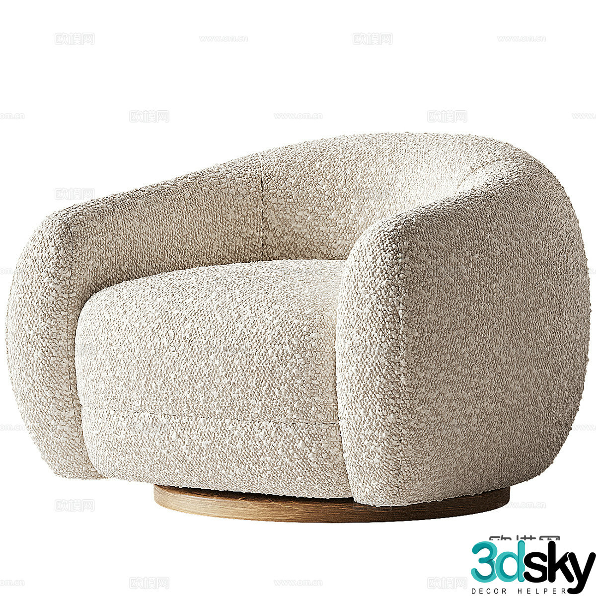 Creamy casual sofa 3D model