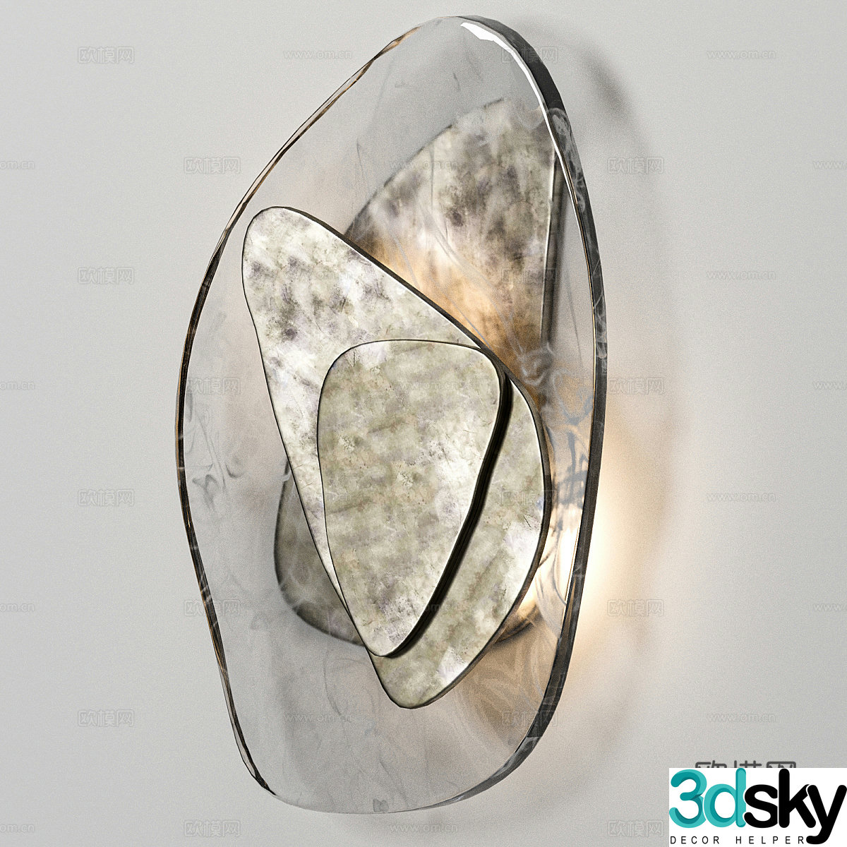 New Chinese style glass wall lamp 3d model