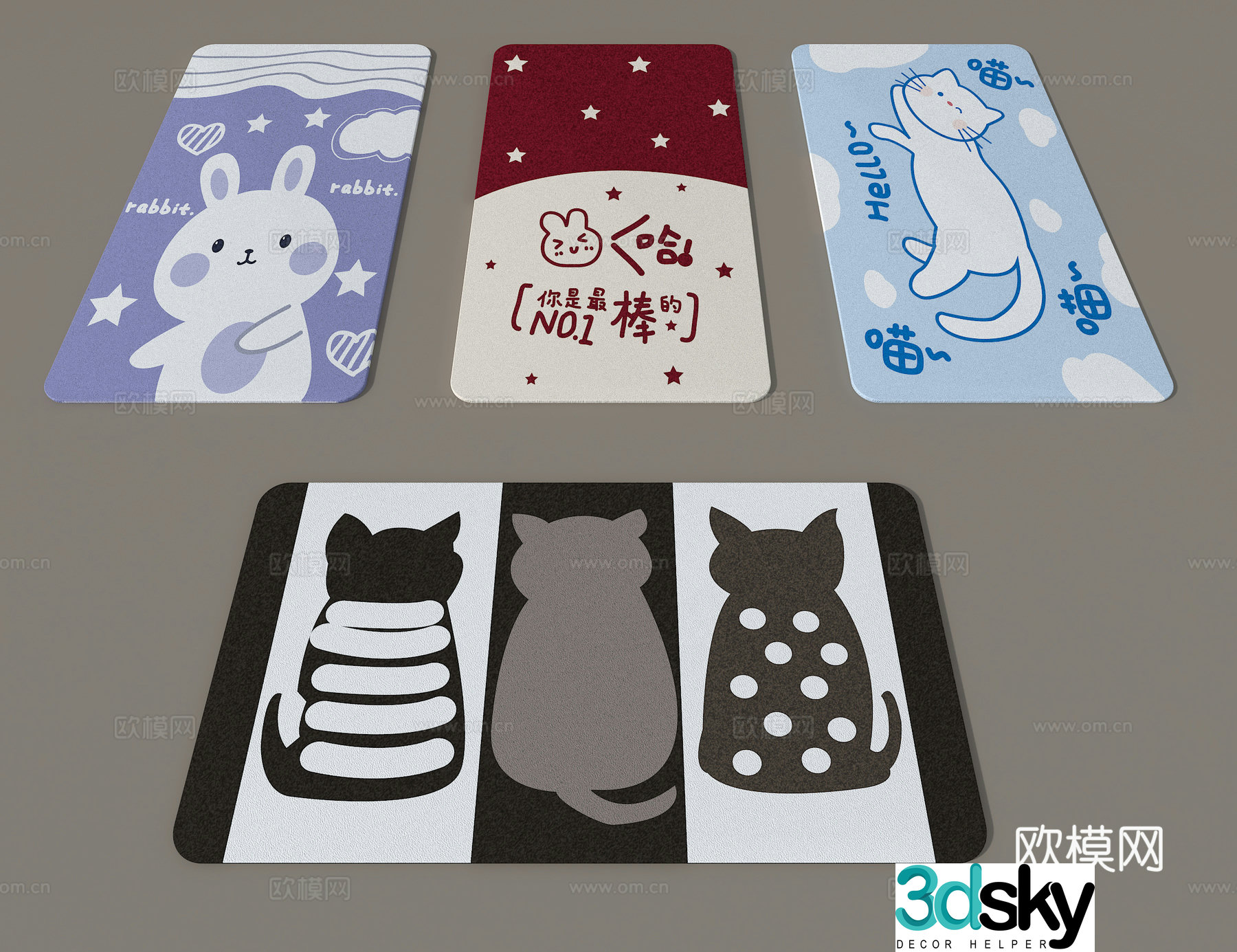 Children’s carpet cartoon carpet rabbit cat carpet 3d model