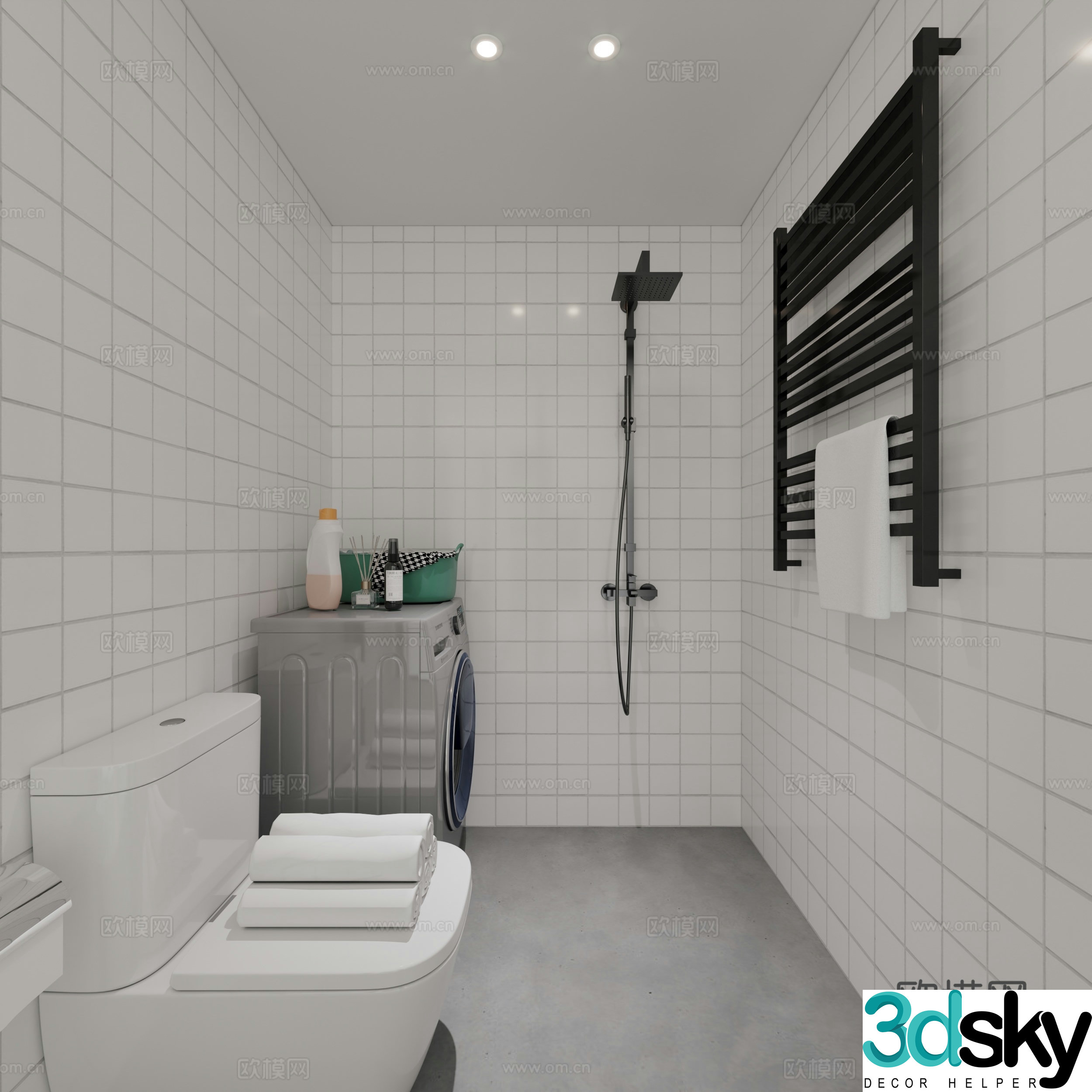 Modern minimalist bathroom 3d model
