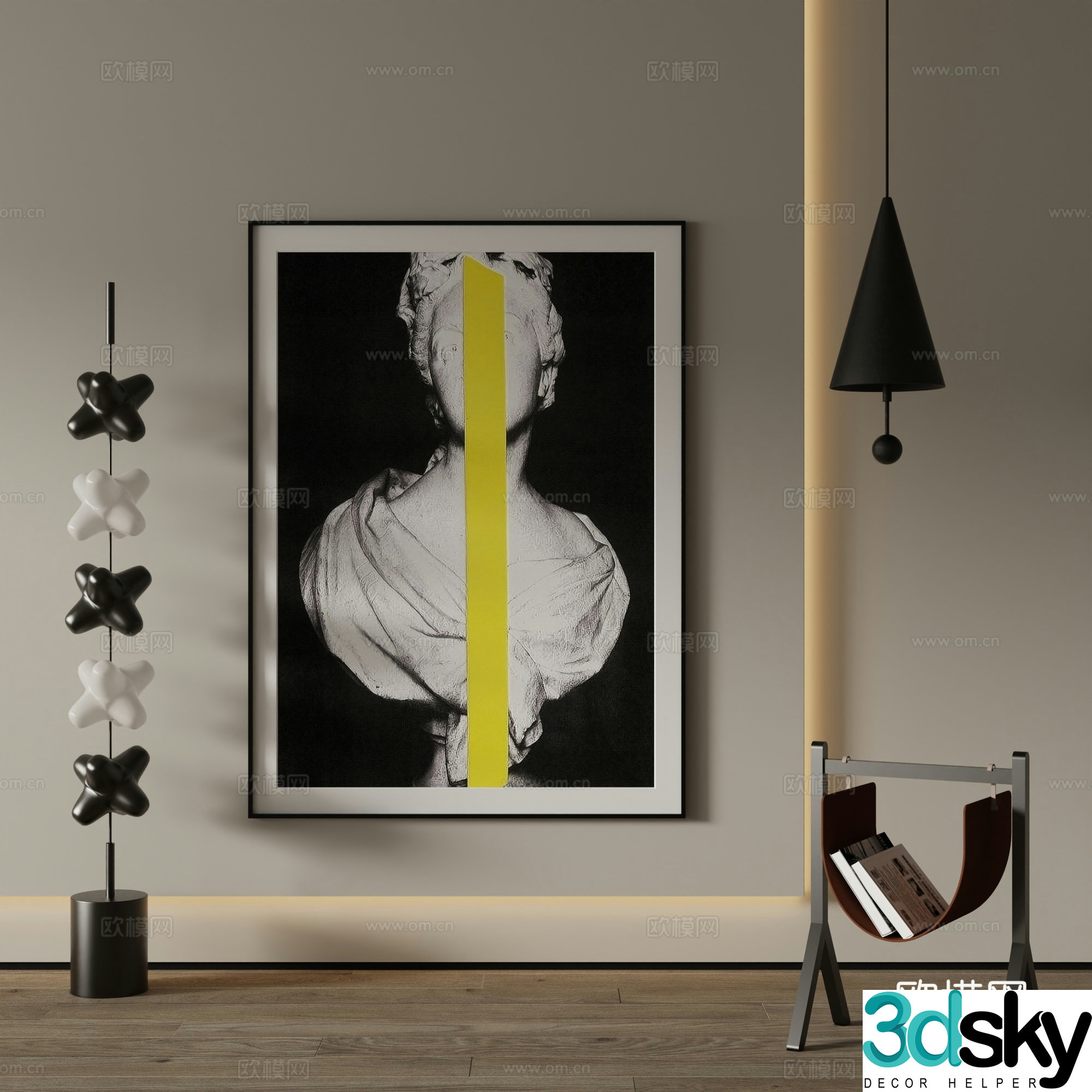 European style decorative paintings 3D model of hanging paintings