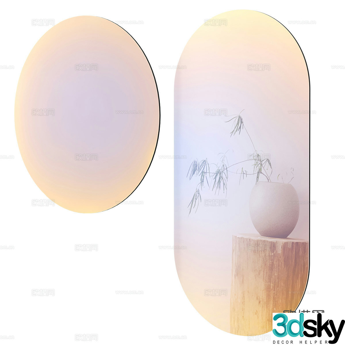 New Chinese style rainbow glass mirror 3d model
