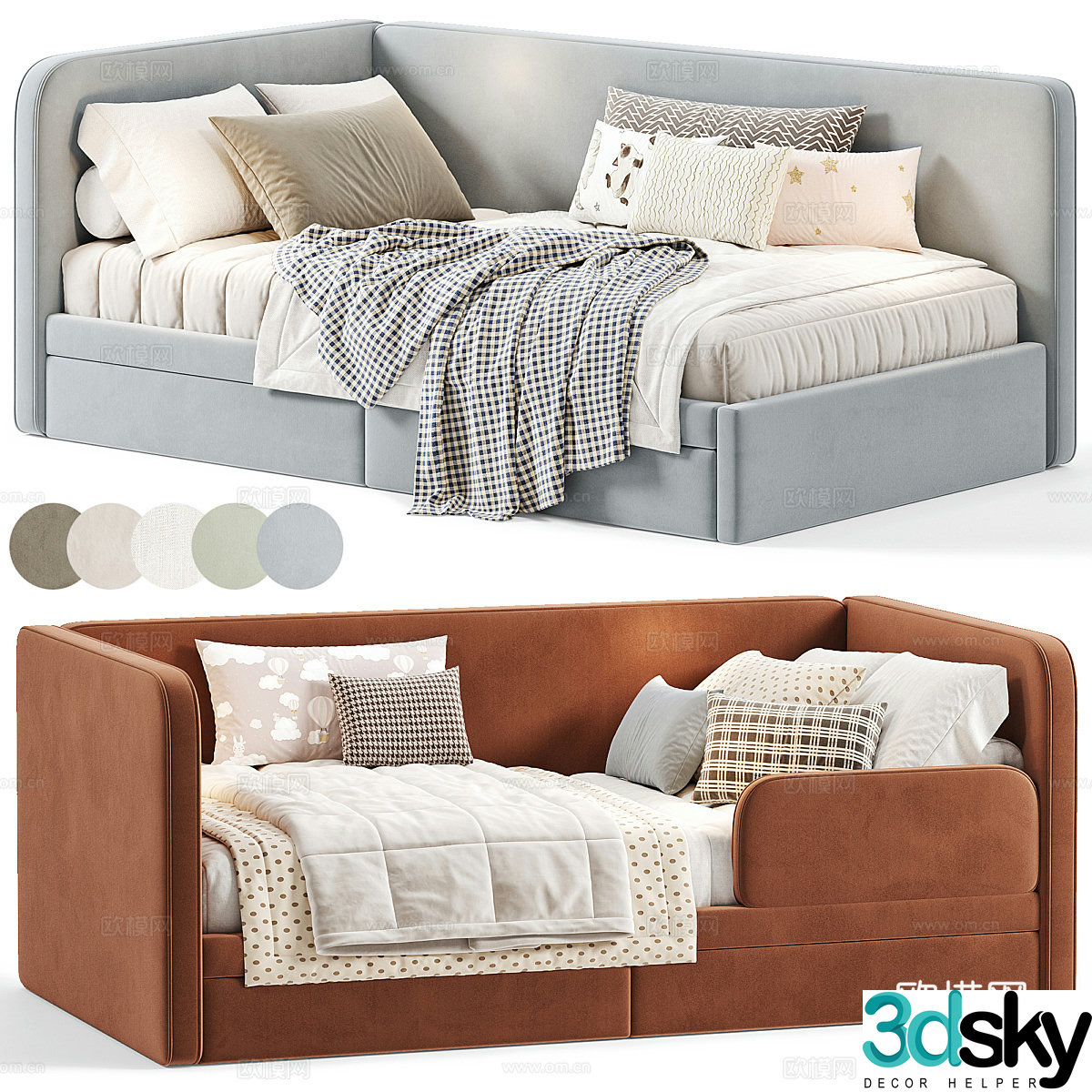 Modern children’s bed sofa bed 3D model