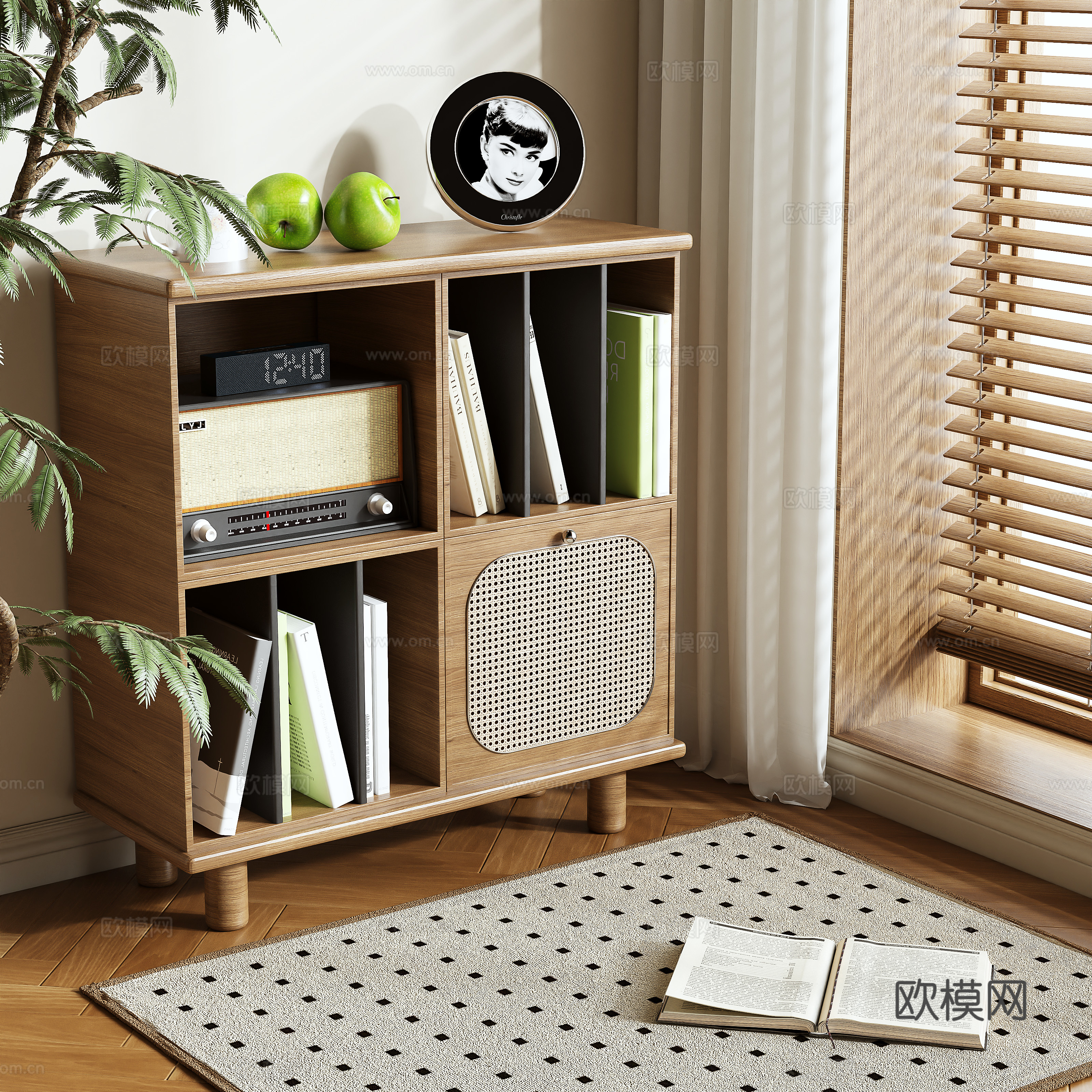Log Wind Bookcase Low Cabinet 3D Model