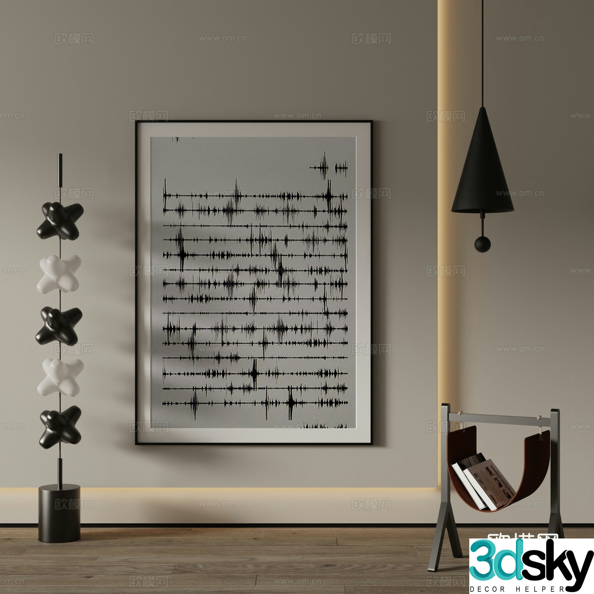 Modern decorative painting Line drawing 3d model