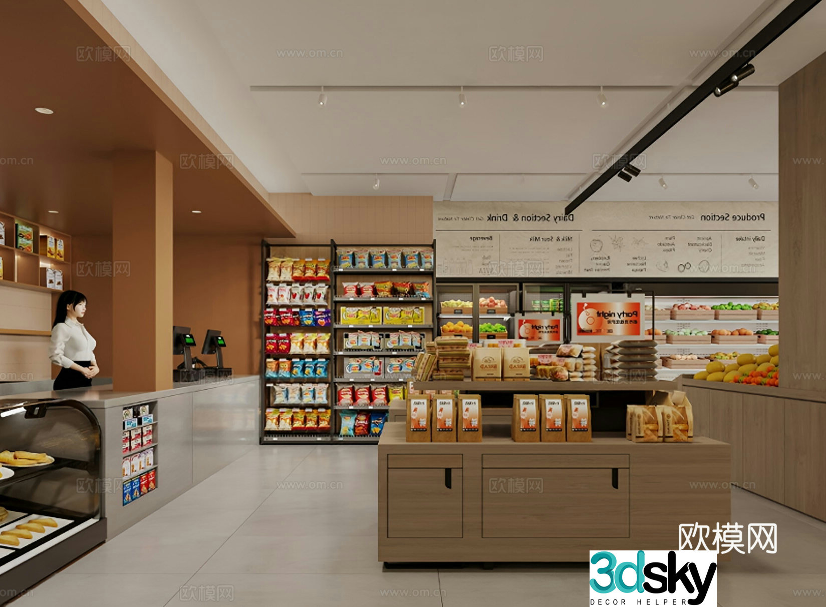 Modern fruit shop snack shop 3d model