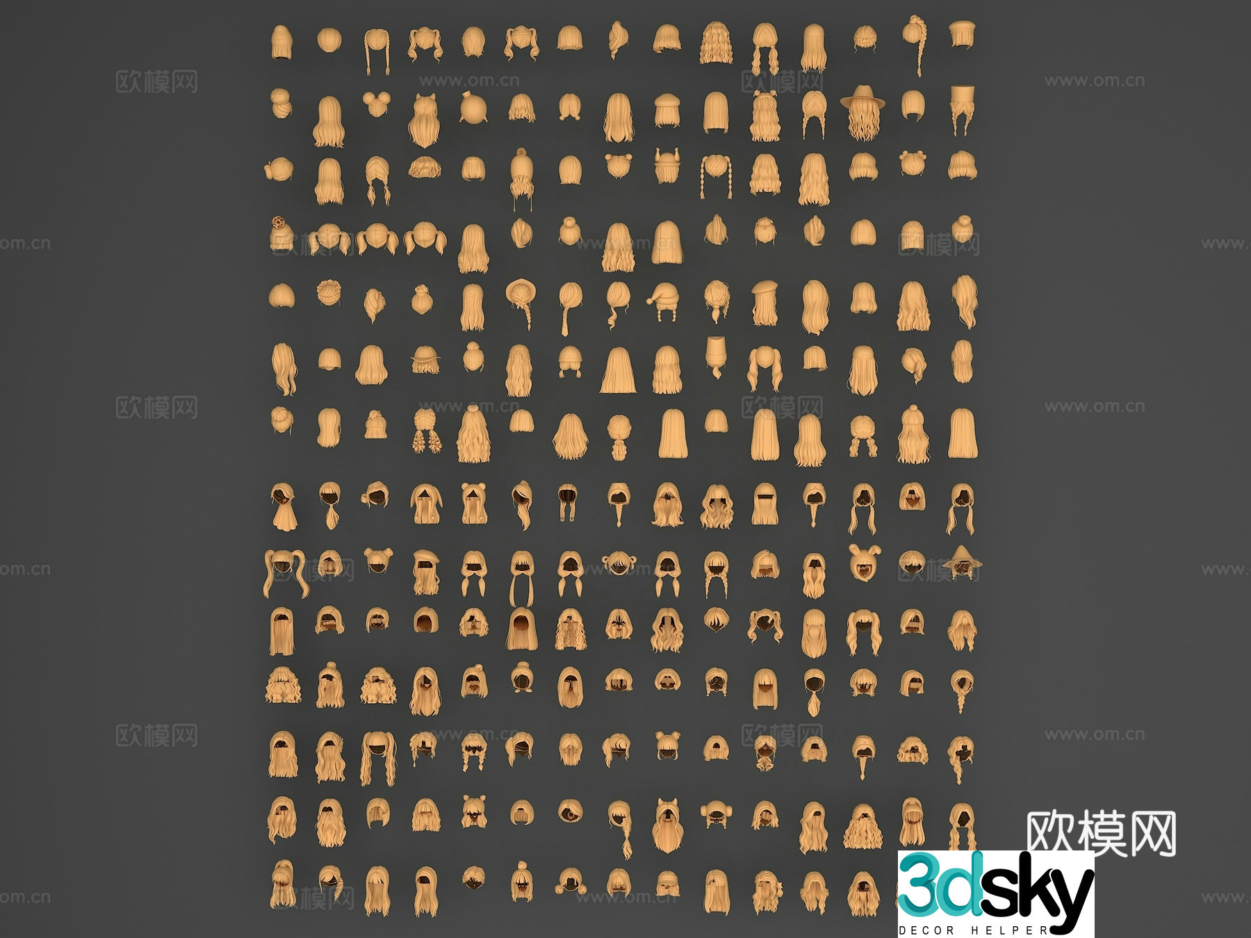 Cartoon hairstyle hair cartoon hair cartoon character hairstyle 3d model