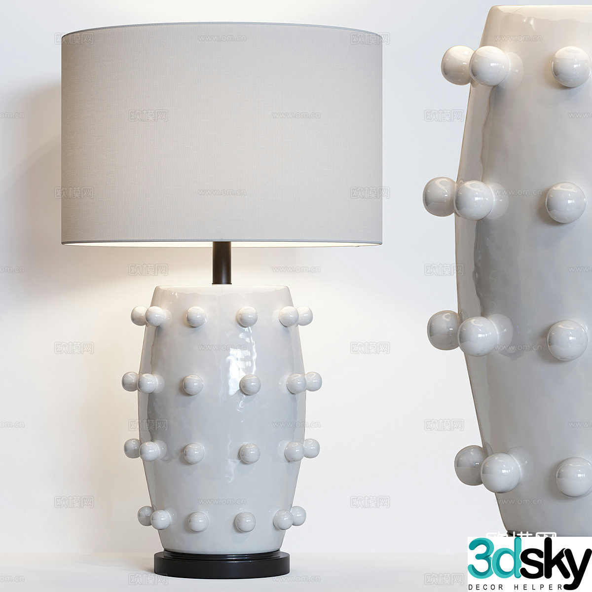 New Chinese ceramic desk lamp 3D model