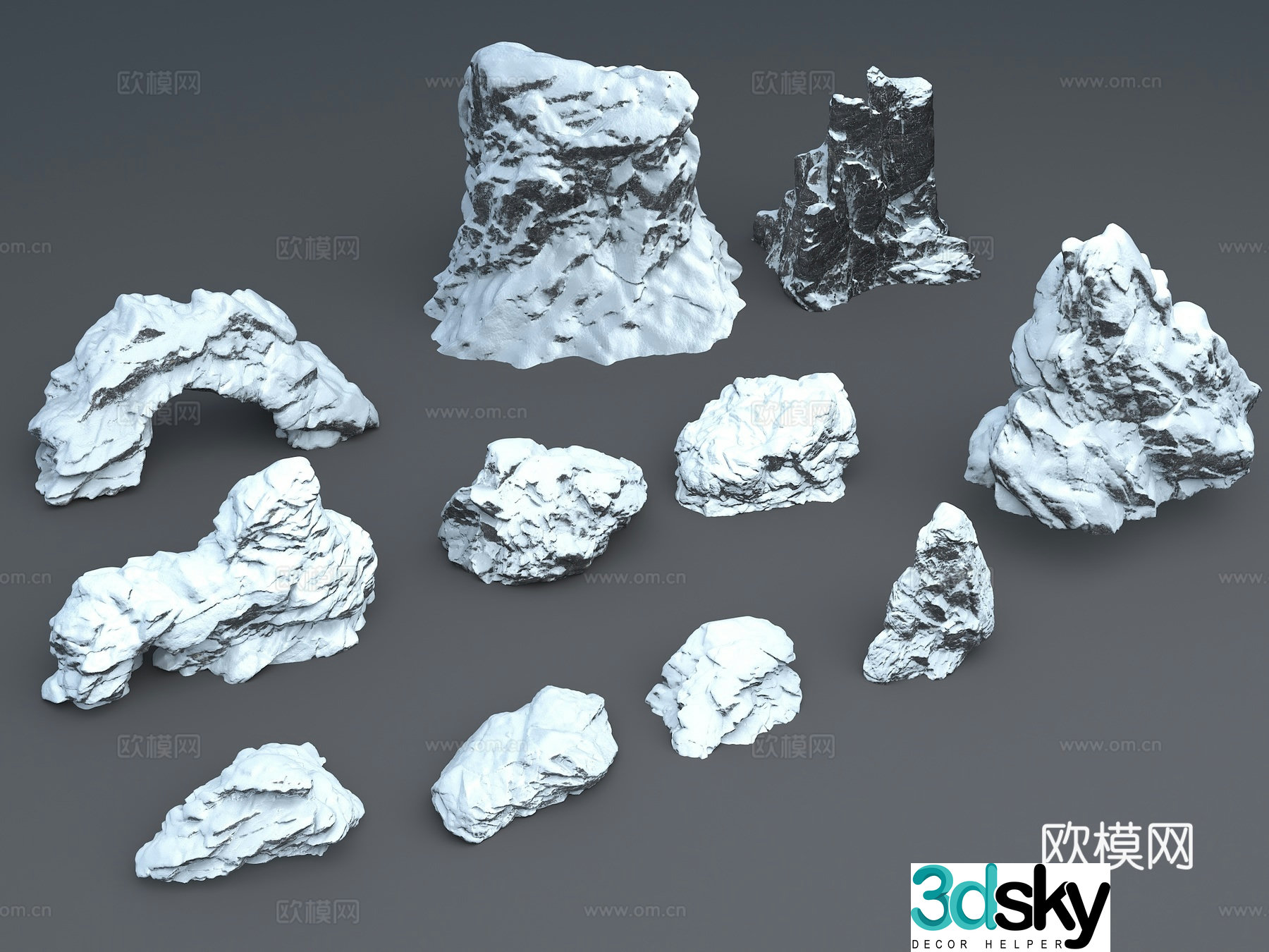 winter stone snow rockery winter rockery snow rockery snow rockery stone 3d model