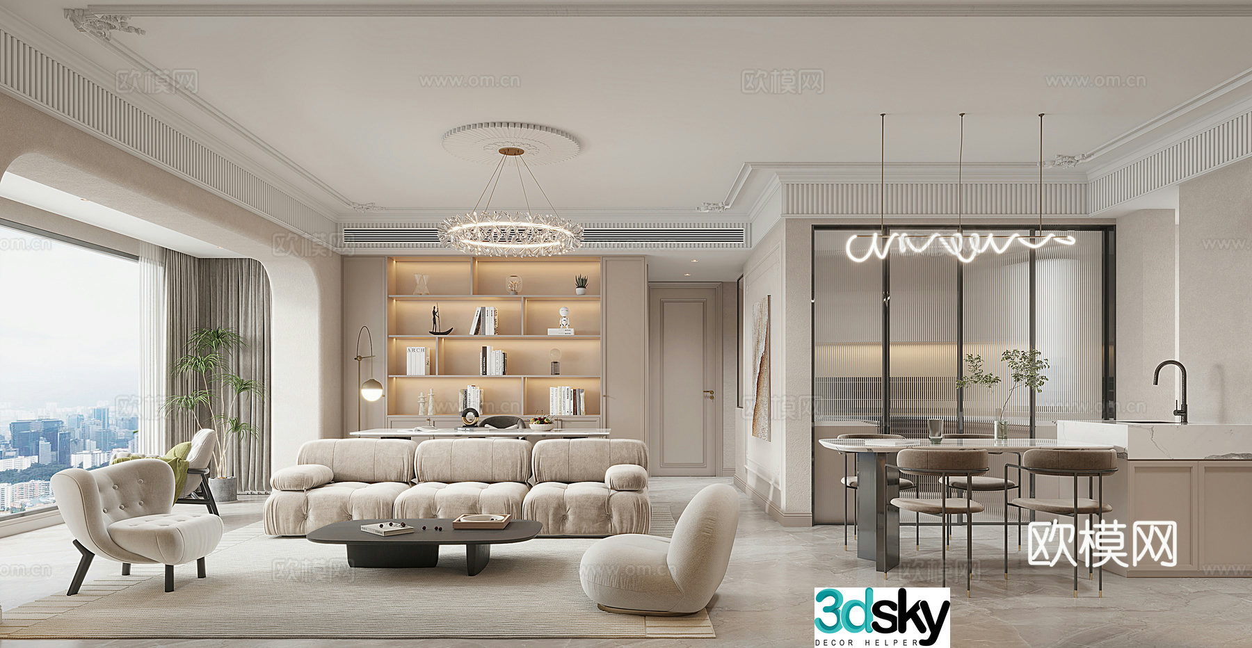 Creamy Style Restaurant 3D Model
