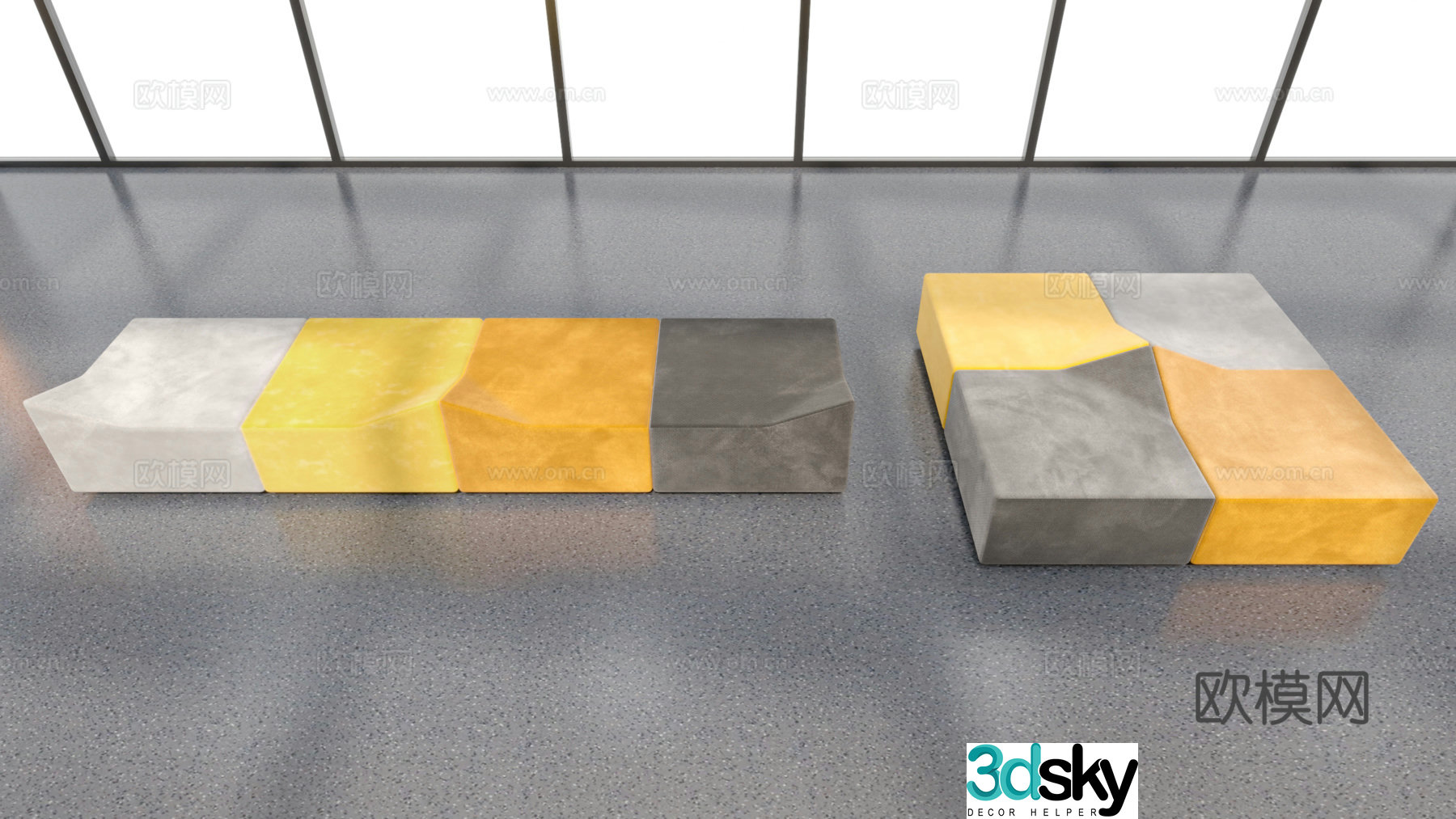 Modern leisure sofa lobby sofa splicing sofa 3D model