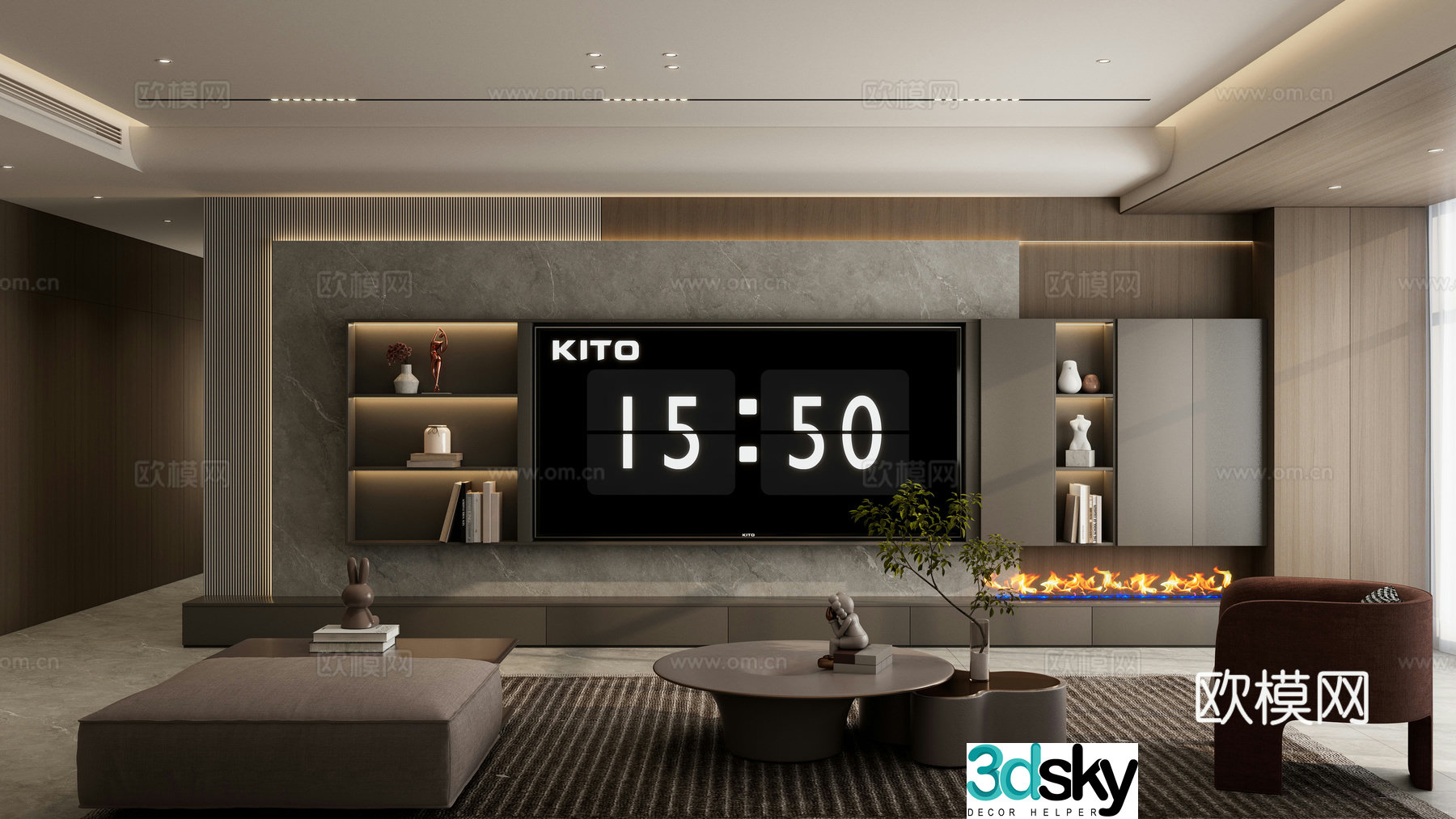 Italian TV wall TV background 3d model