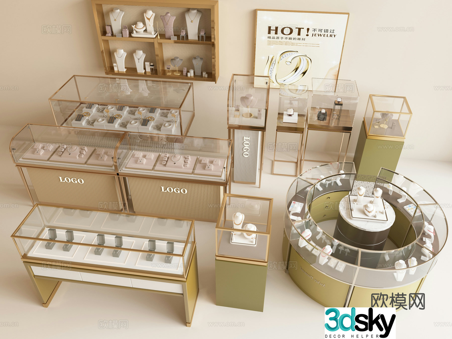 Modern jewelry booth Business exhibition counter Jewelry counter Jewelry cabinet 3d model