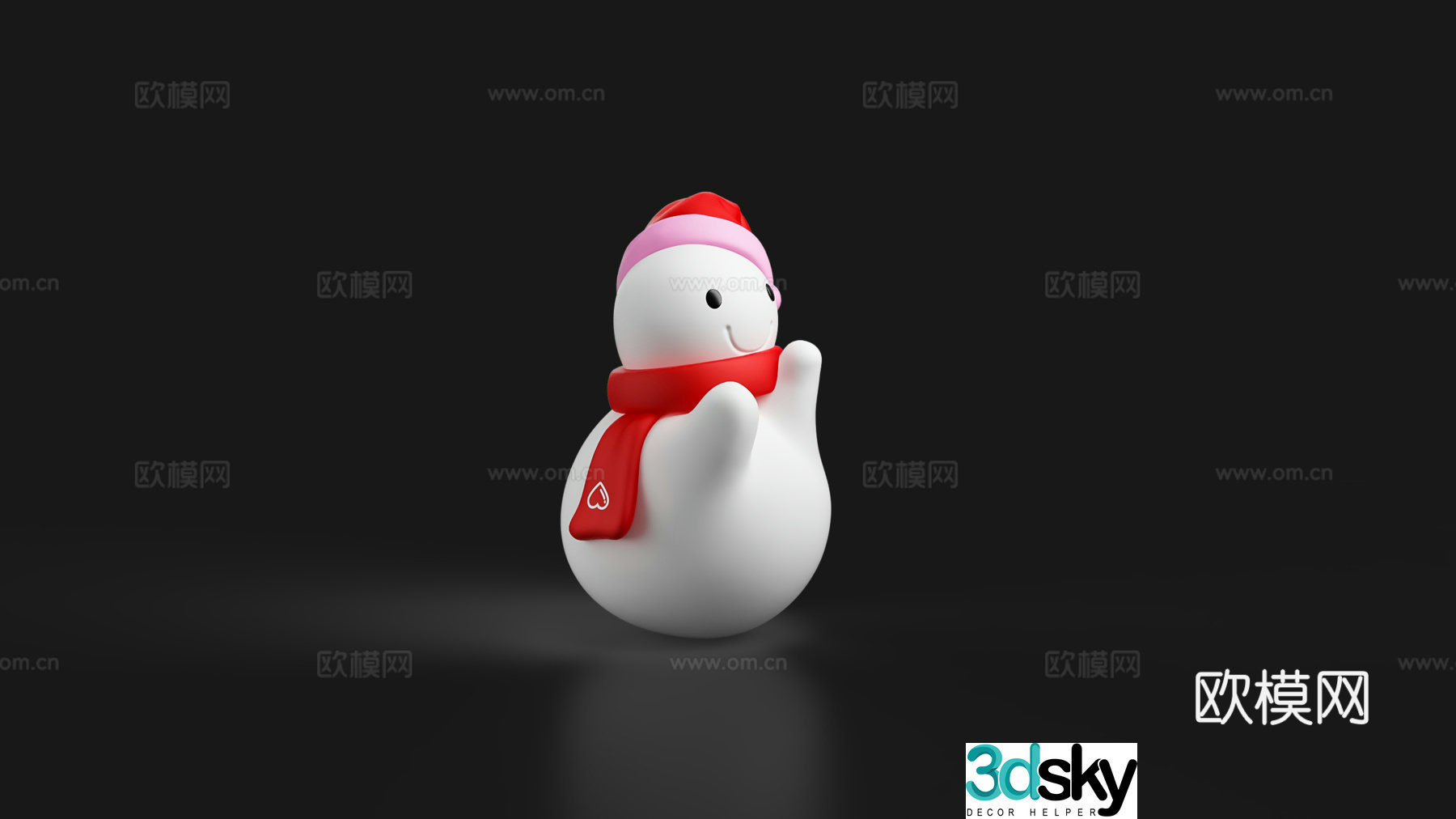 Snowman Christmas hat Christmas beauty 3d model