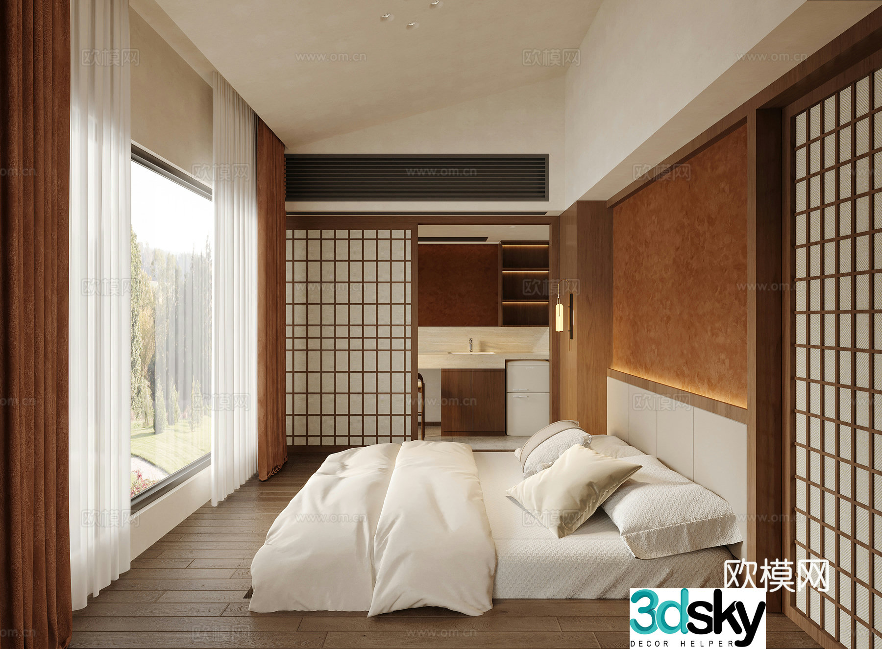Japanese-style hotel B&B room tatami suite 3D model
