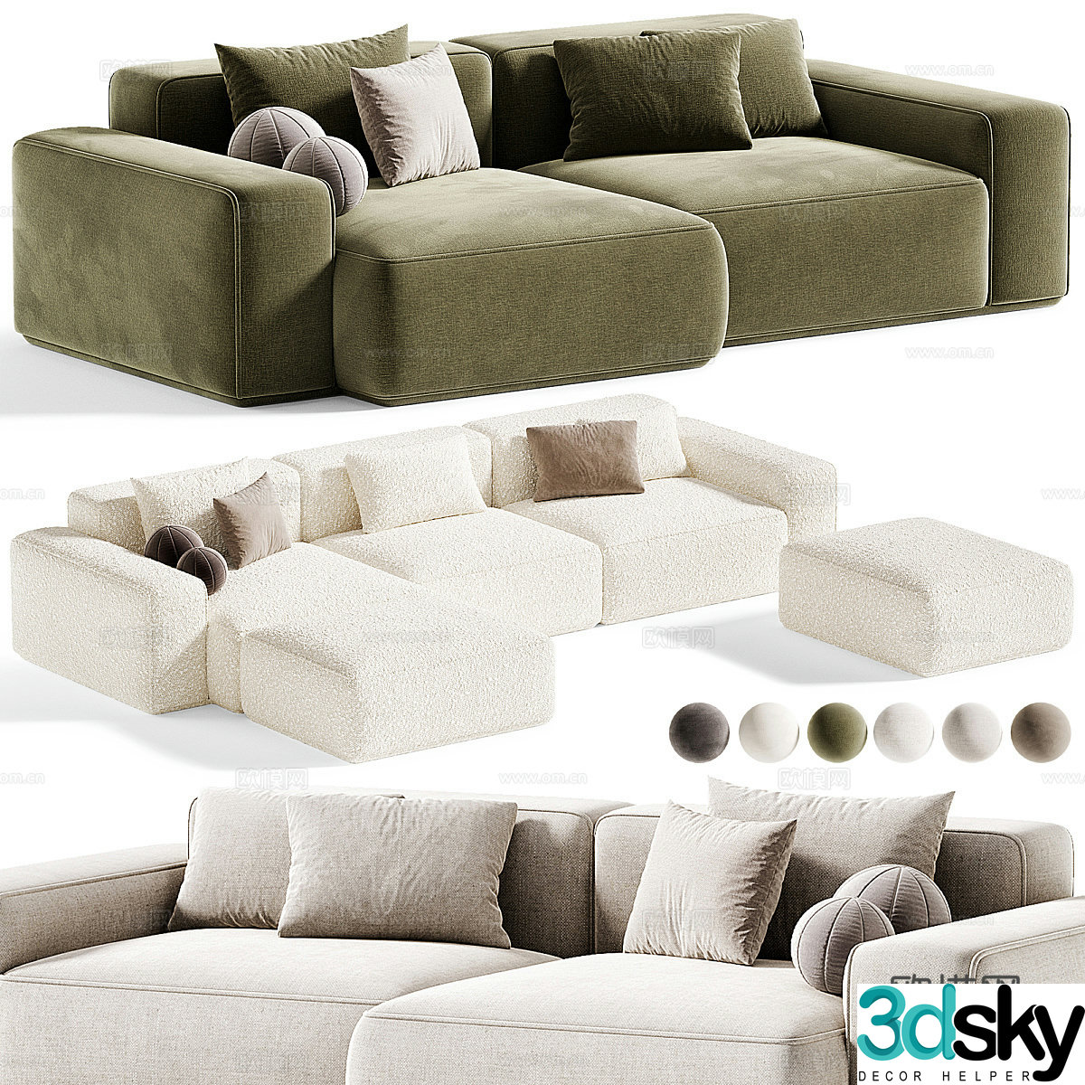 Modern fabric sofa corner sofa 3d model