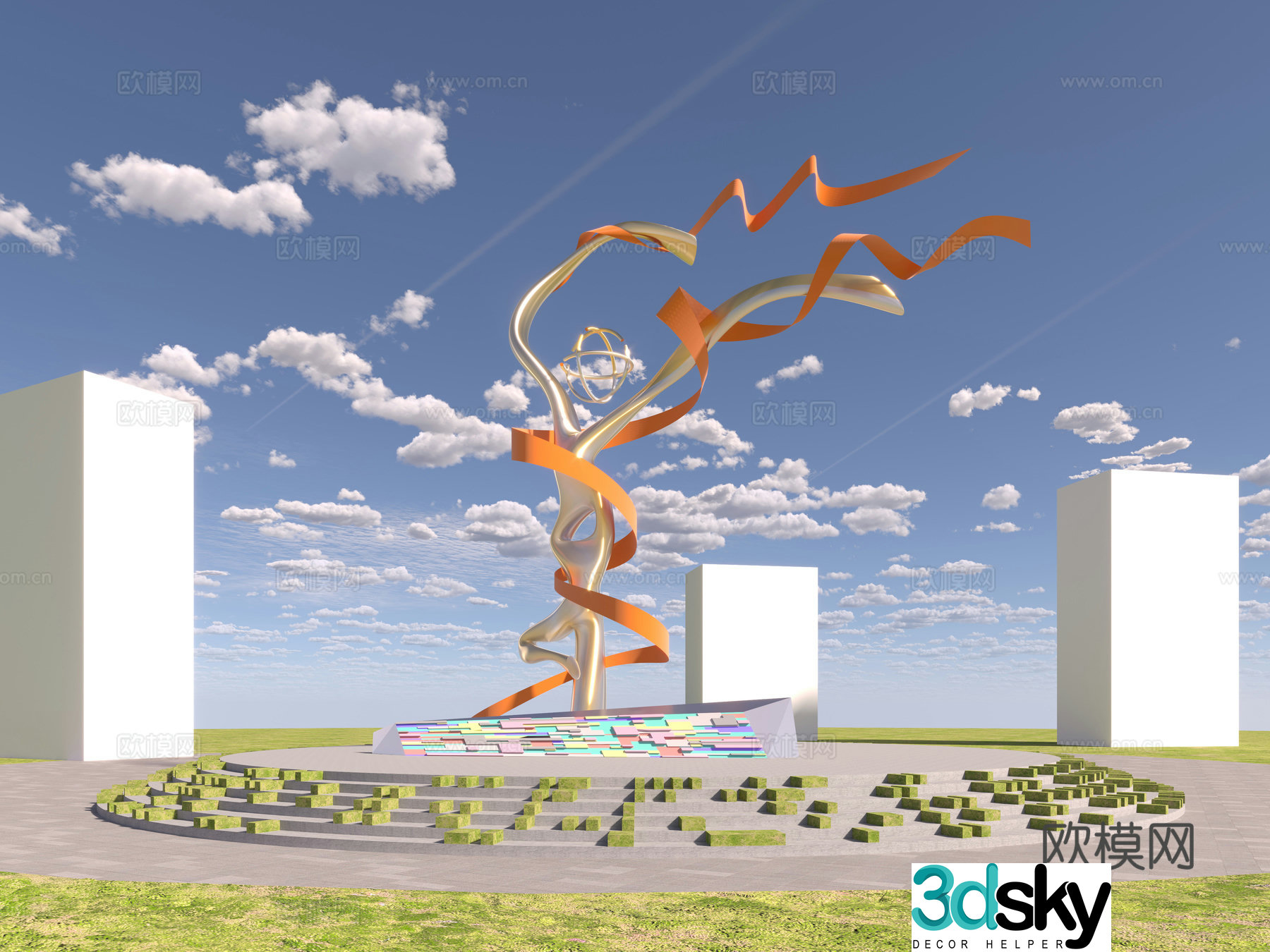 Art sculpture city landscape sculpture 3D model