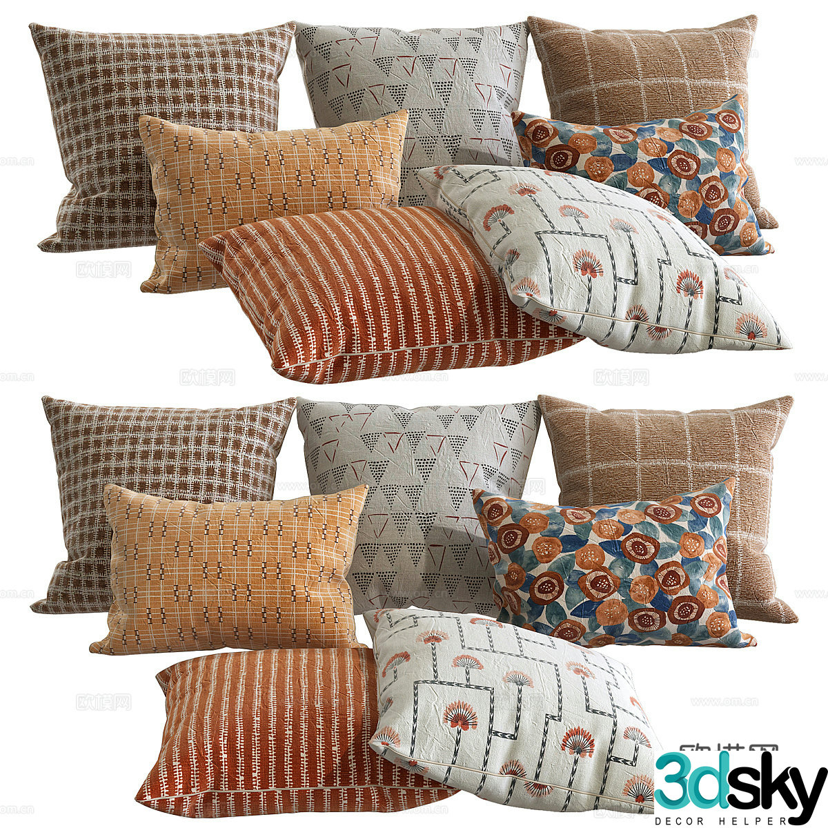 New Chinese style pillow pillow 3D model