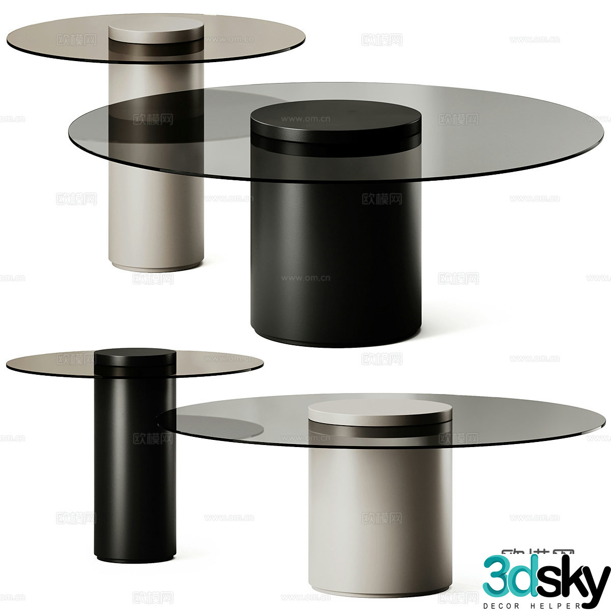 New Chinese glass round coffee table 3D model