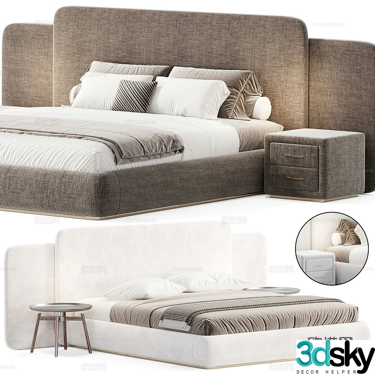 New Chinese double bed 3D model