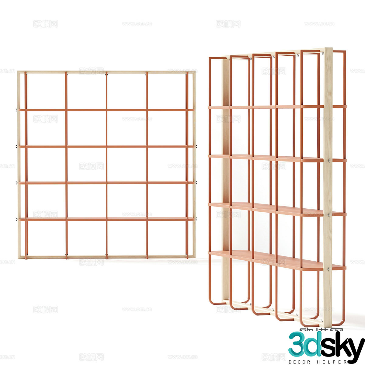 Nordic simple bookcase bookshelf 3d model