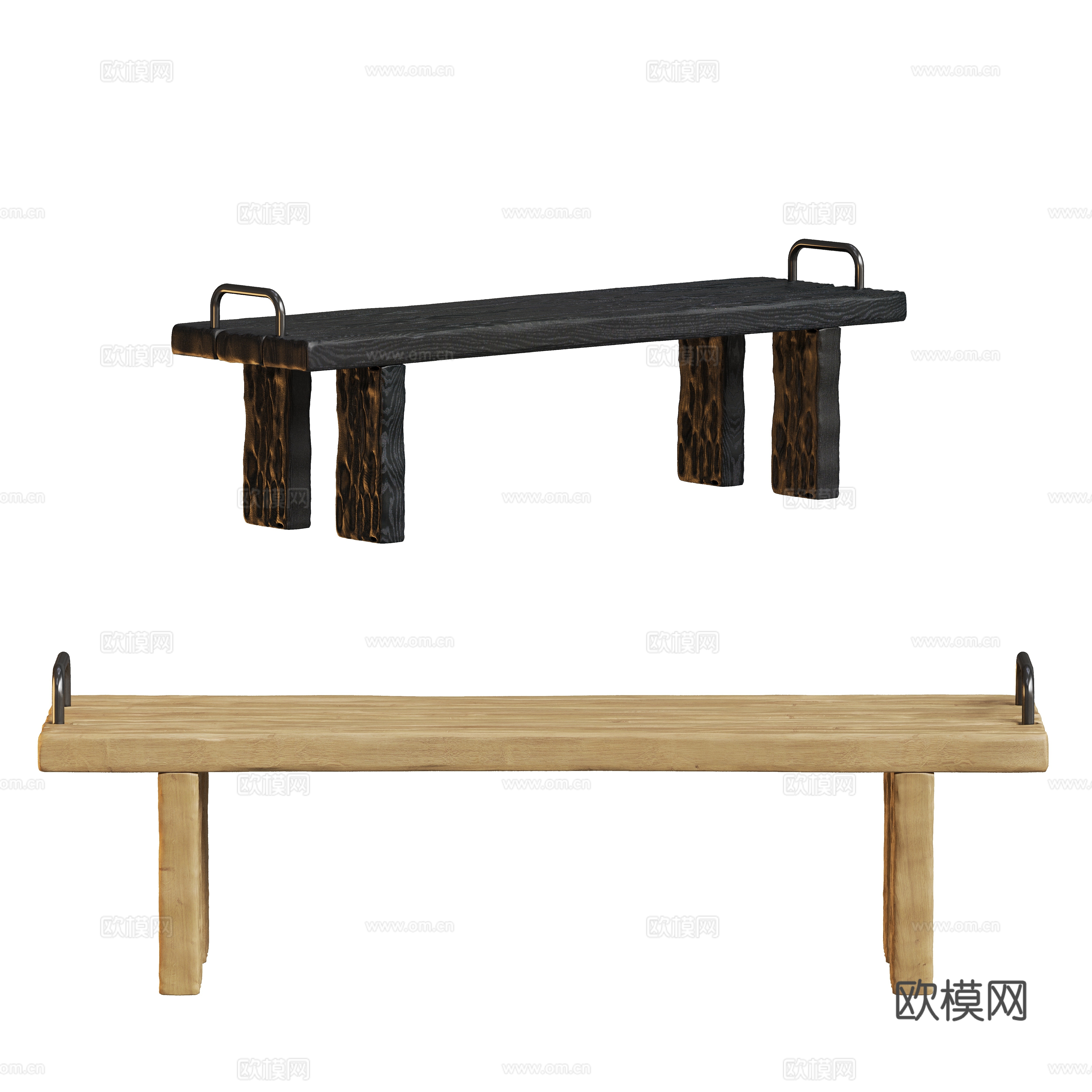 wabi-sabi bench stool wooden stool 3d model