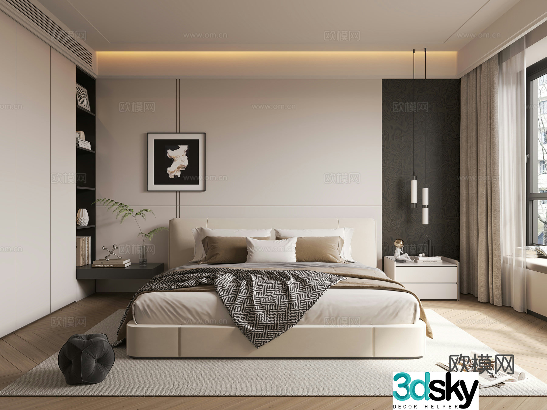 Modern bedroom master bedroom 3d model
