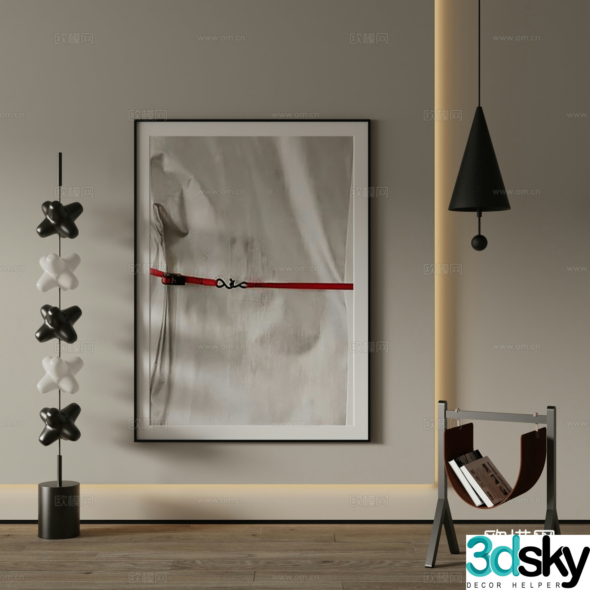 Modern decorative painting Simple abstract painting 3d model