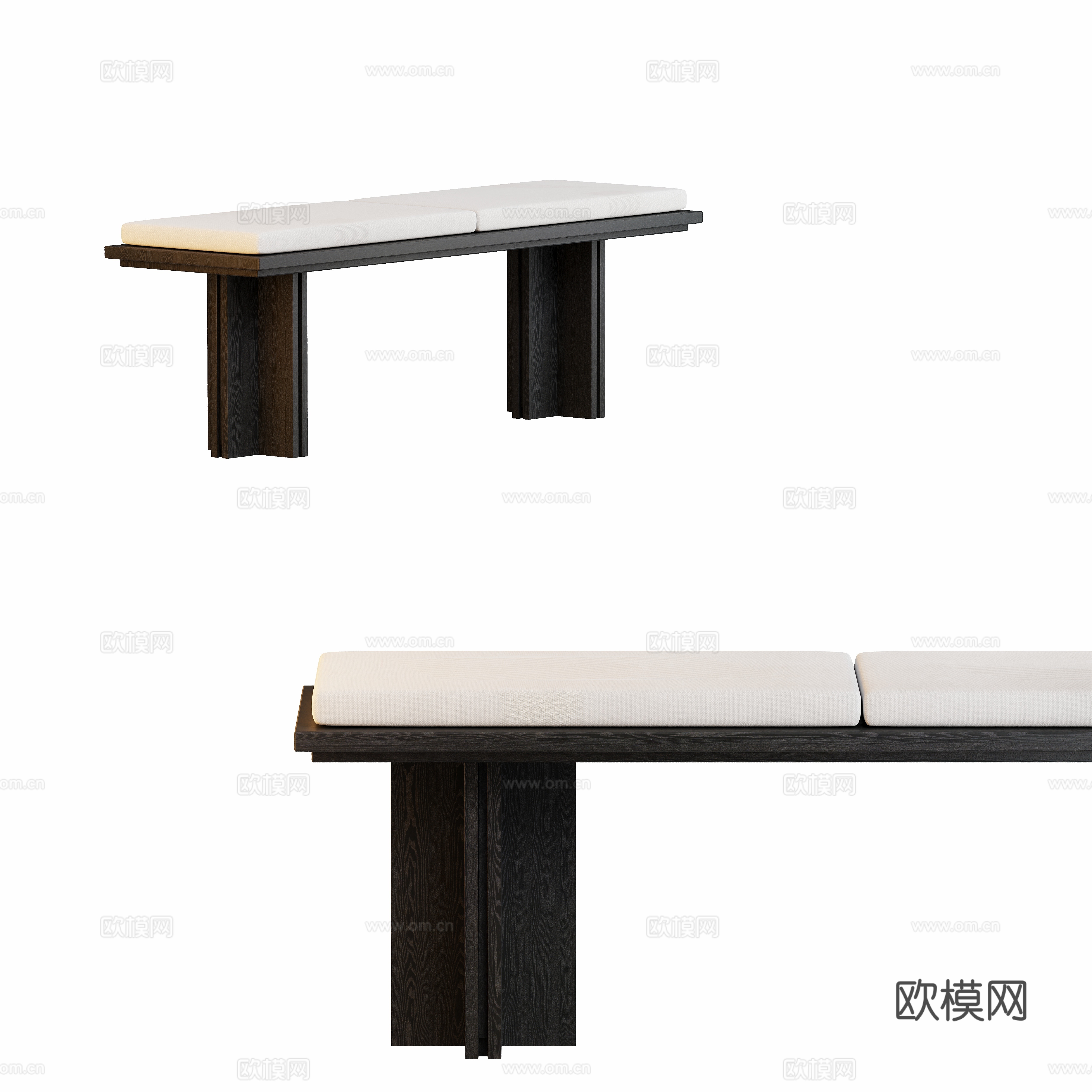Middle -aged wind stool striped 3D model