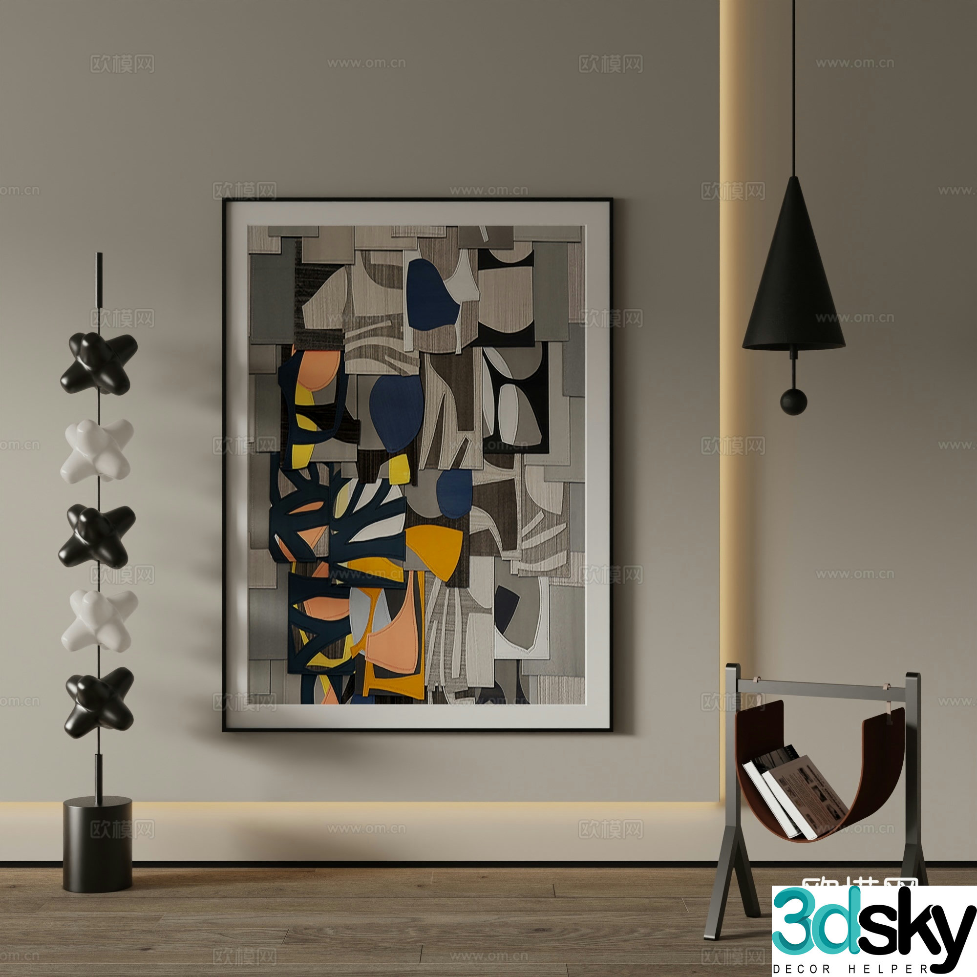 Modern decorative painting Geometric abstract painting 3d model